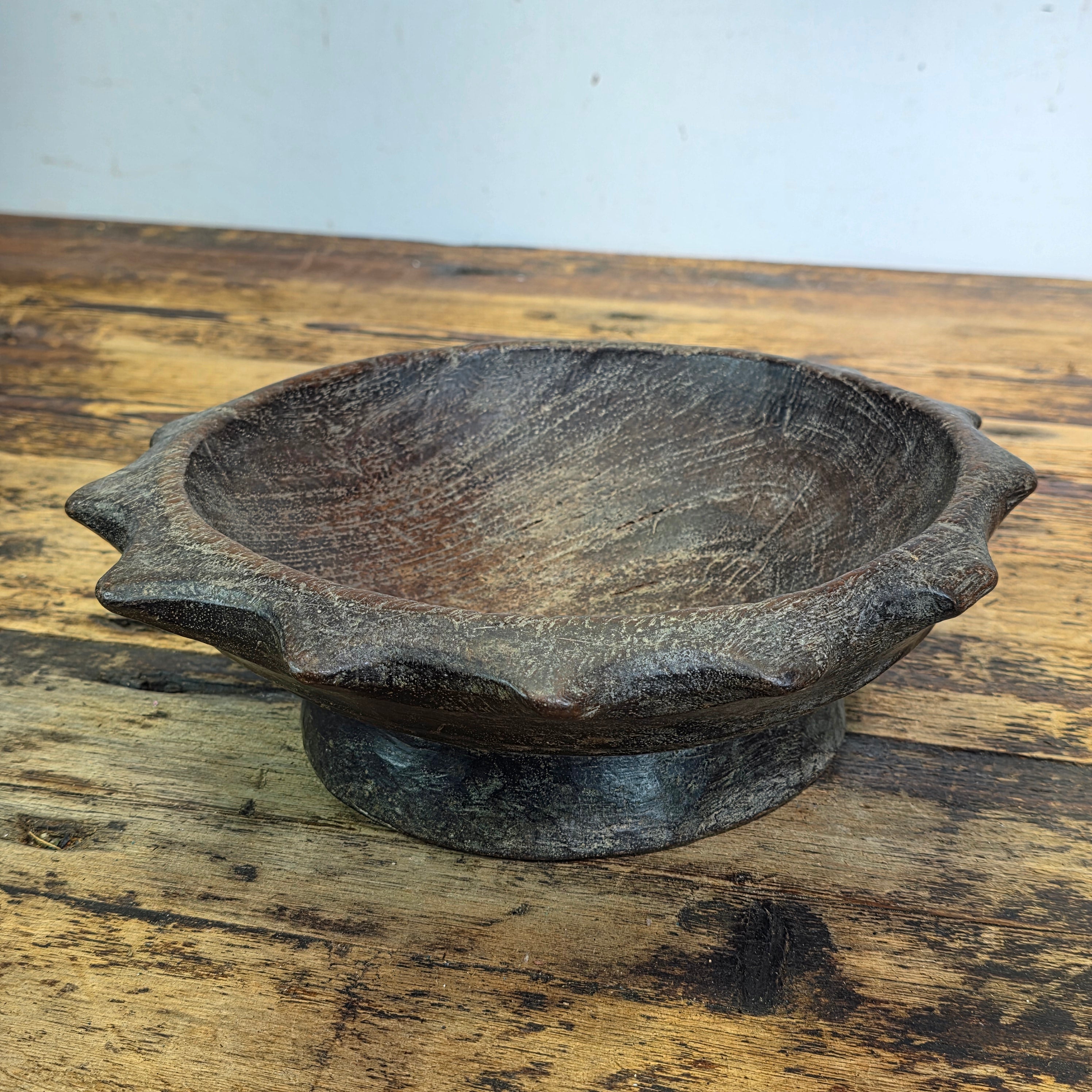 Antique Ifugao Duyu Wooden Bowl Philippines Ritual Hand Carved Primitive