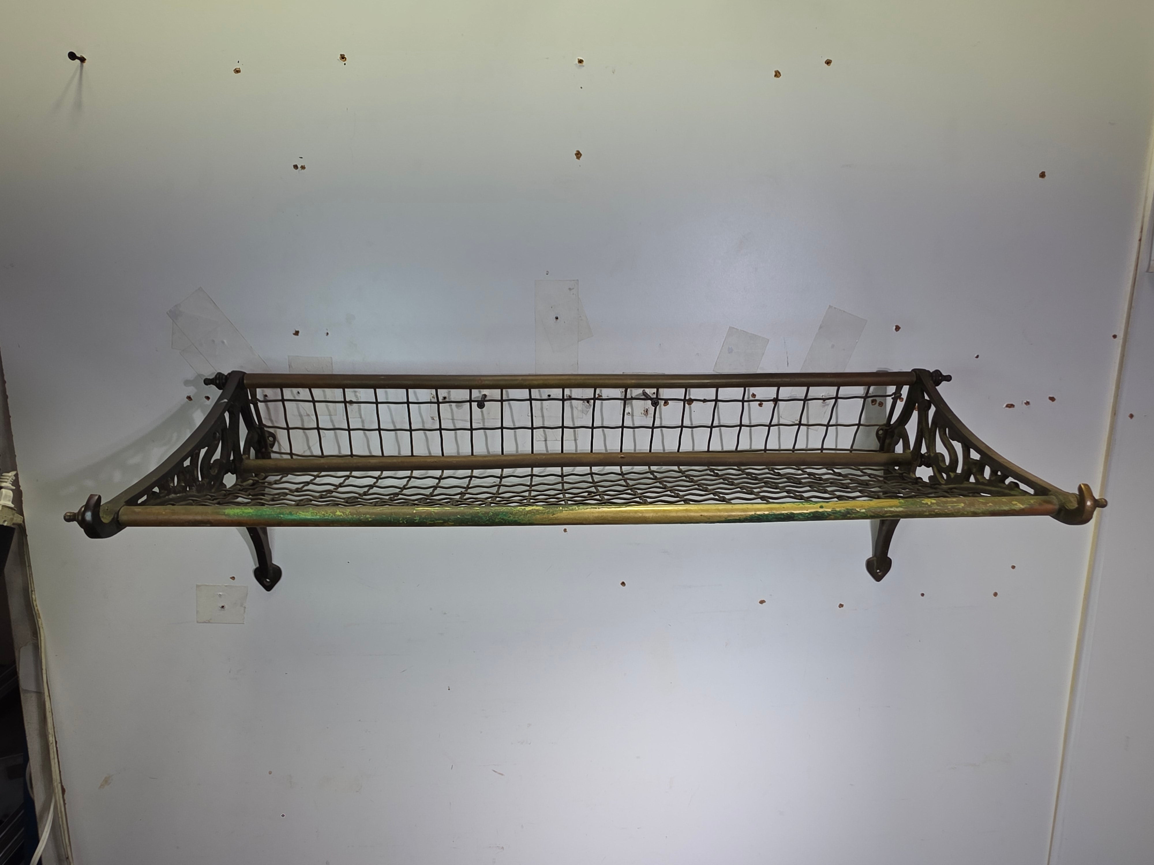 Antique Brass NSW Railway Train Luggage Hat Rack Vintage Industrial Wall Shelf