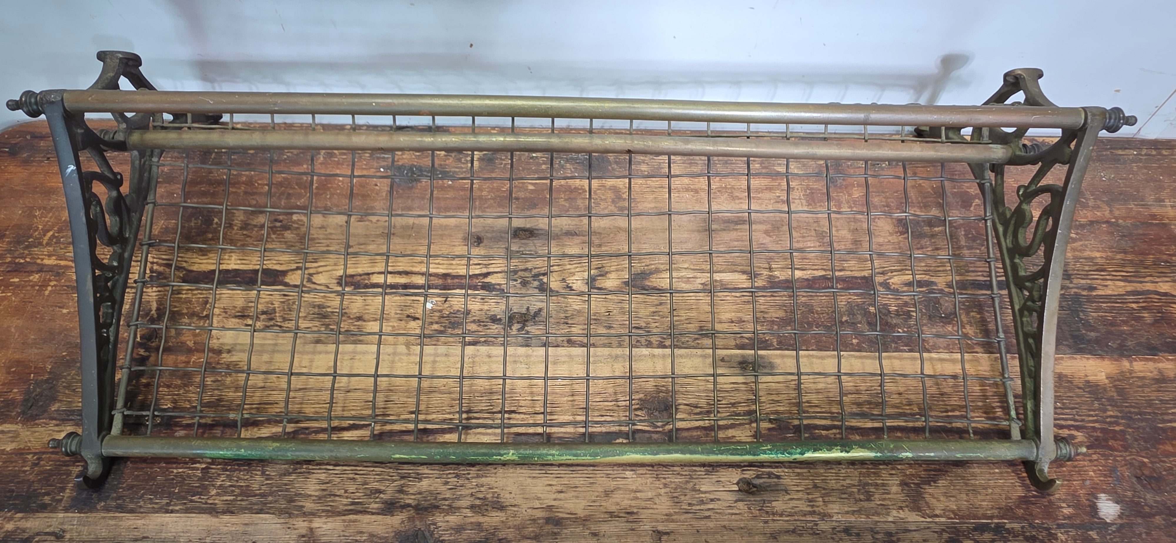 Antique Brass NSW Railway Train Luggage Hat Rack Vintage Industrial Wall Shelf
