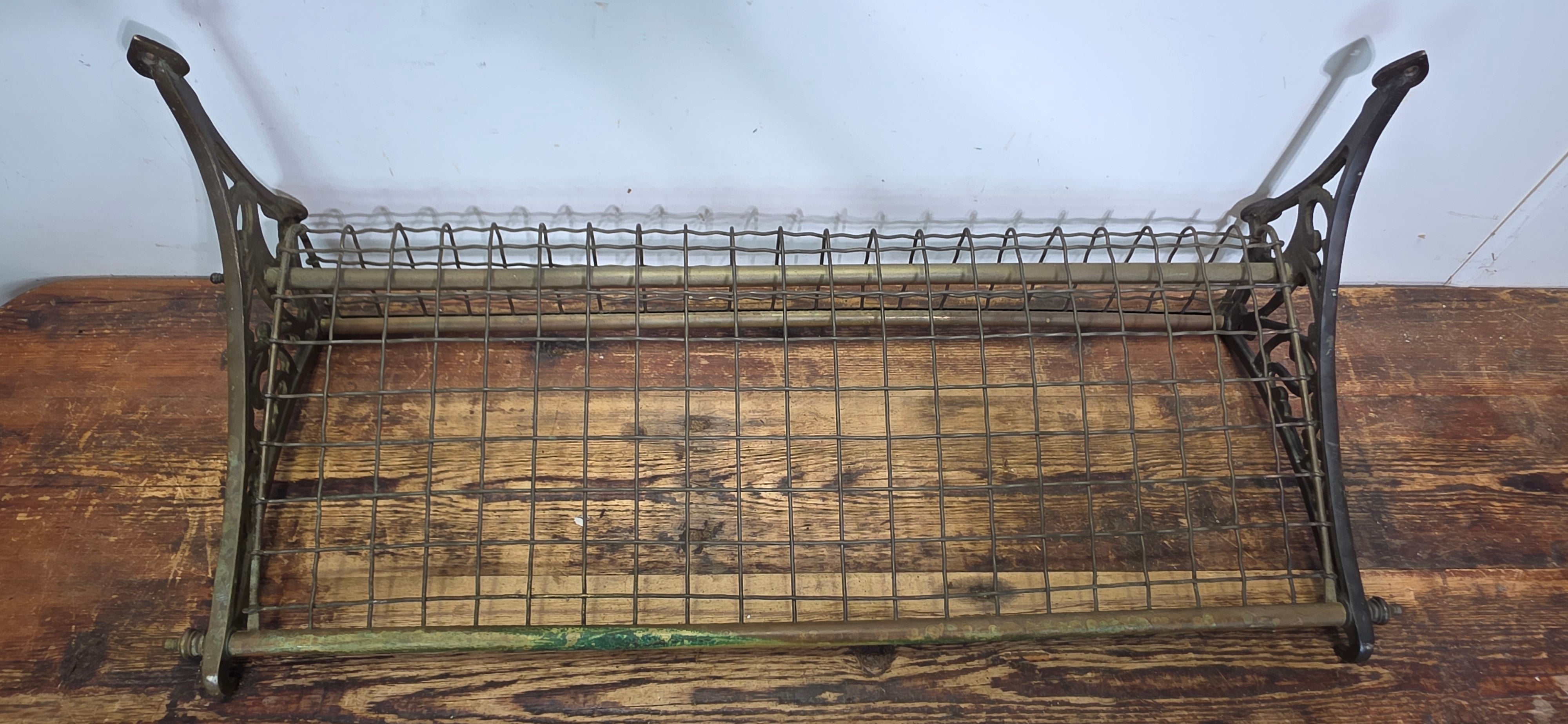 Antique Brass NSW Railway Train Luggage Hat Rack Vintage Industrial Wall Shelf