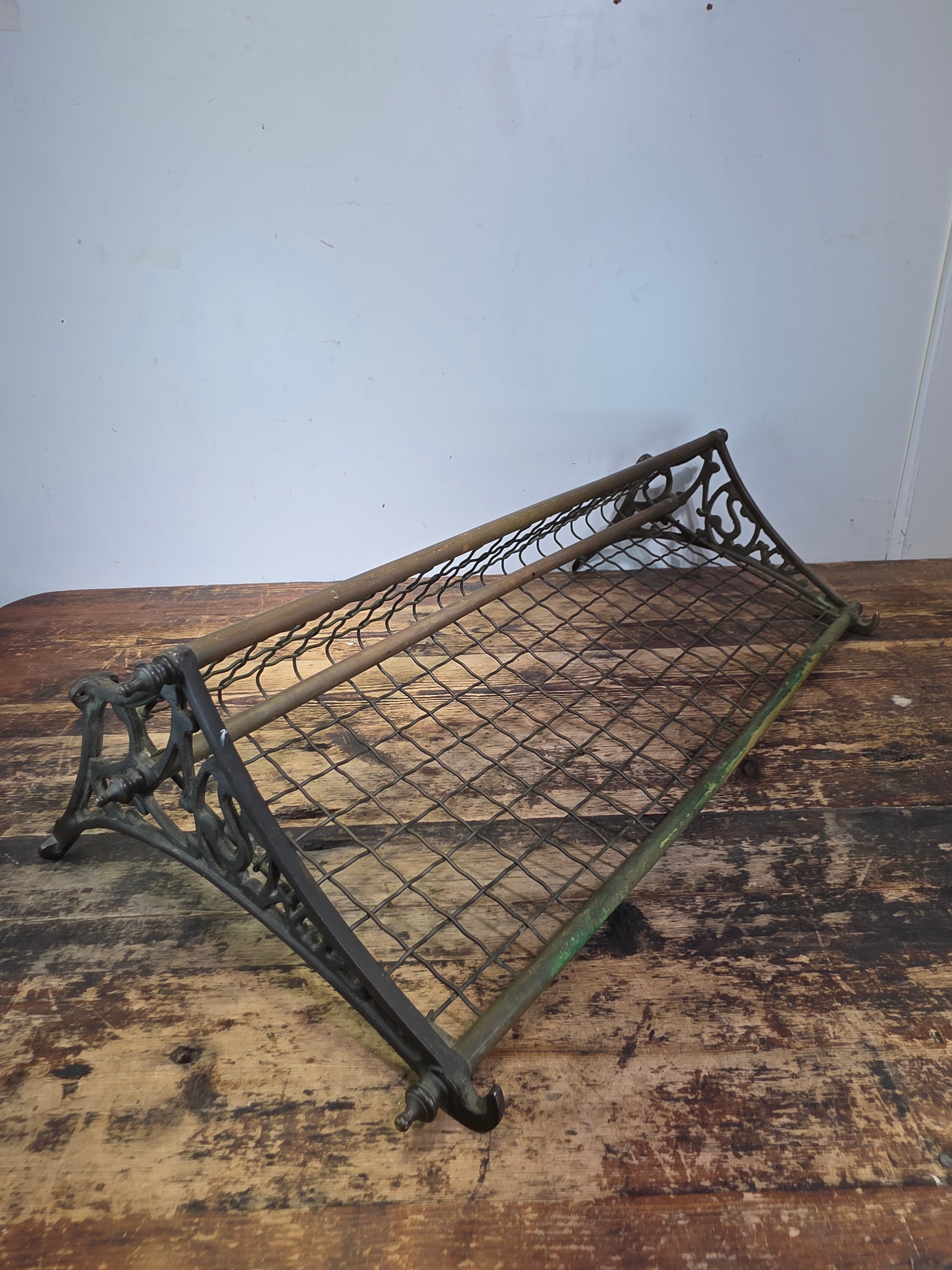 Antique Brass NSW Railway Train Luggage Hat Rack Vintage Industrial Wall Shelf