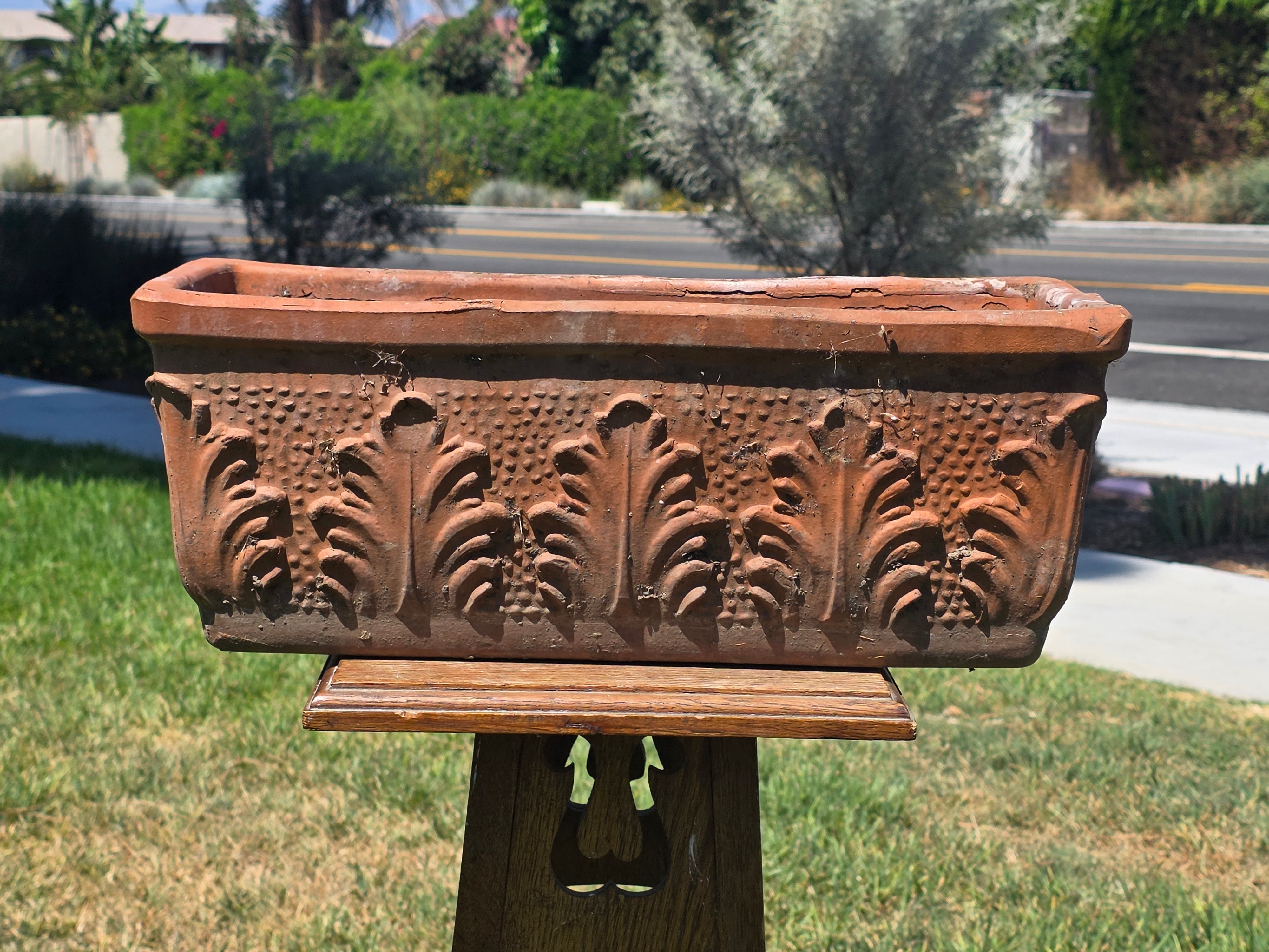 Share Vintage Italian Terracotta Window Box Planter 18" Acanthus Leaf Relief 46cm
