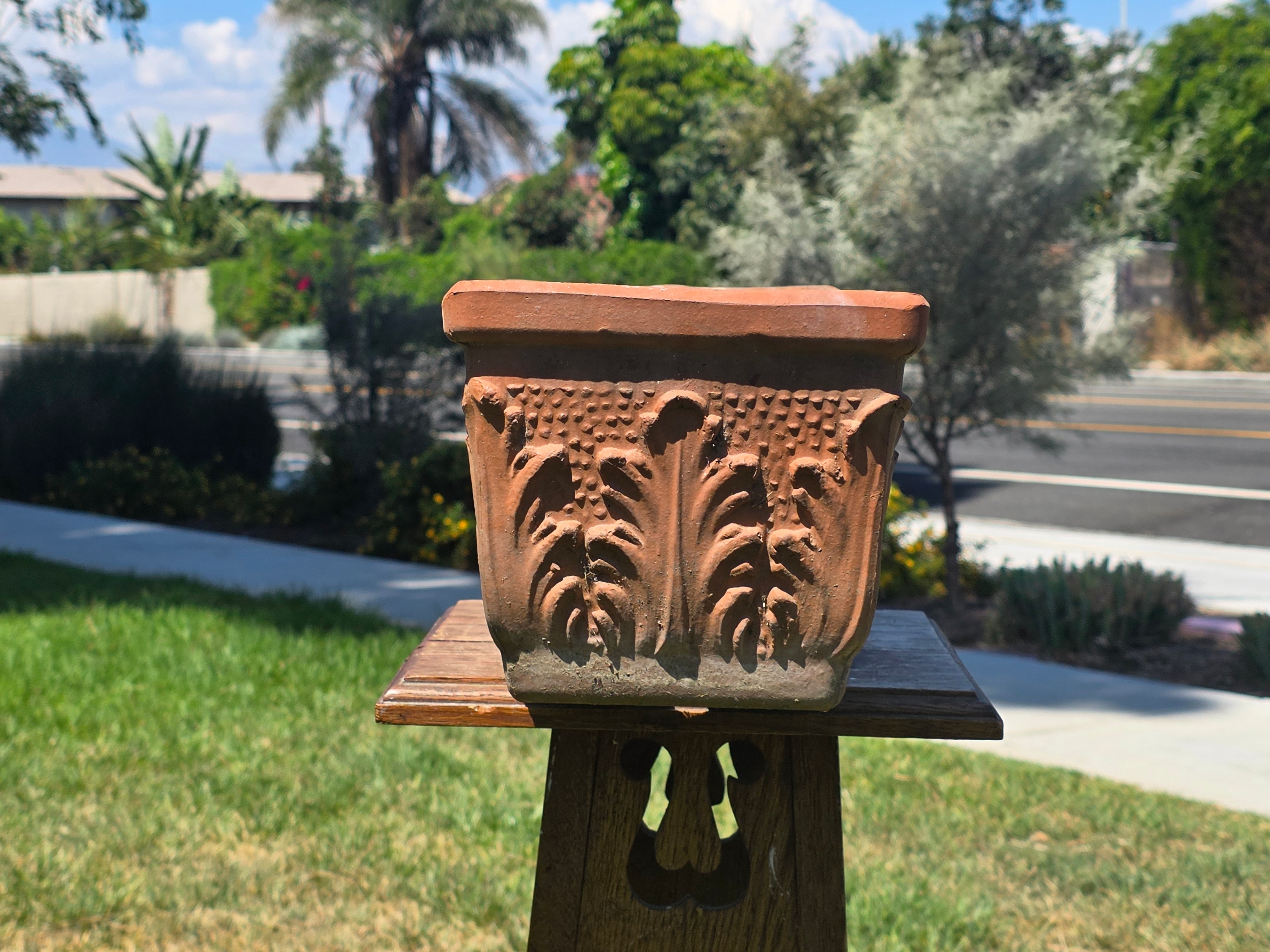 Share Vintage Italian Terracotta Window Box Planter 18" Acanthus Leaf Relief 46cm