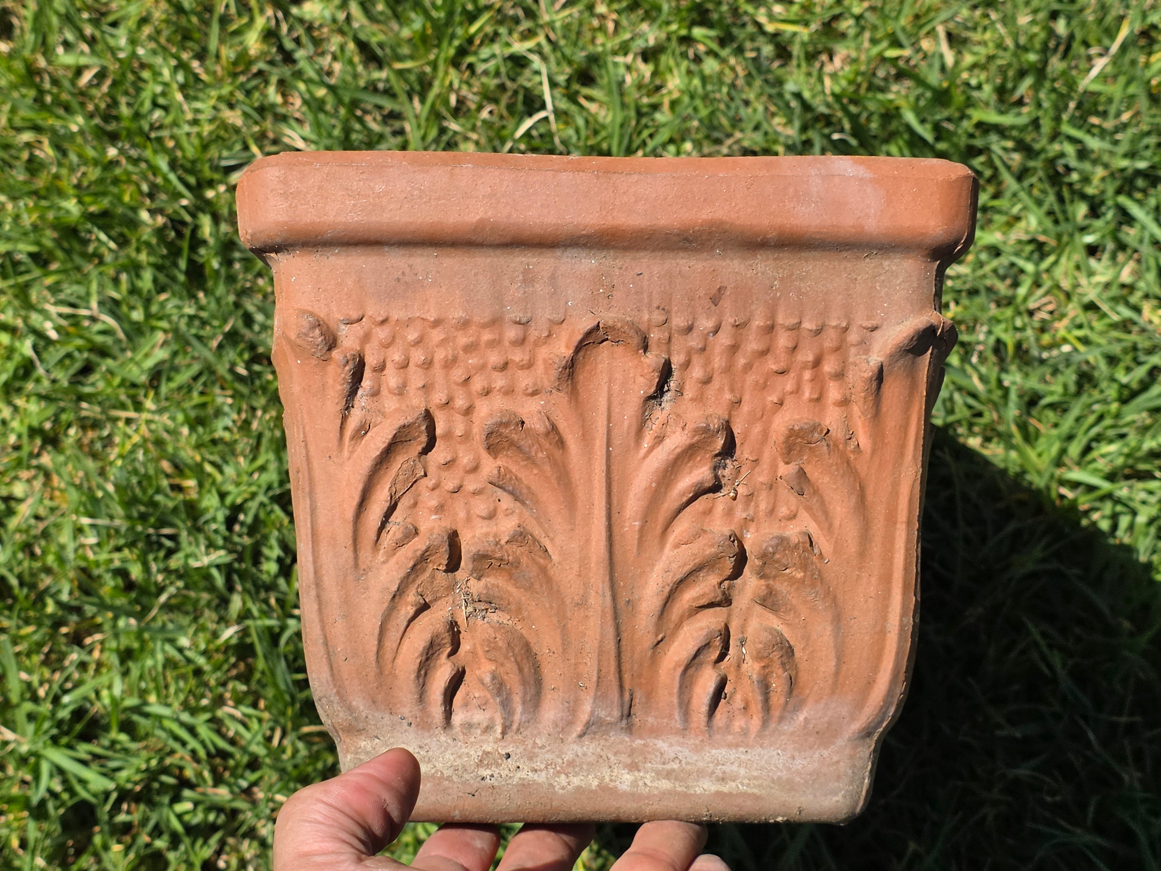 Share Vintage Italian Terracotta Window Box Planter 18" Acanthus Leaf Relief 46cm