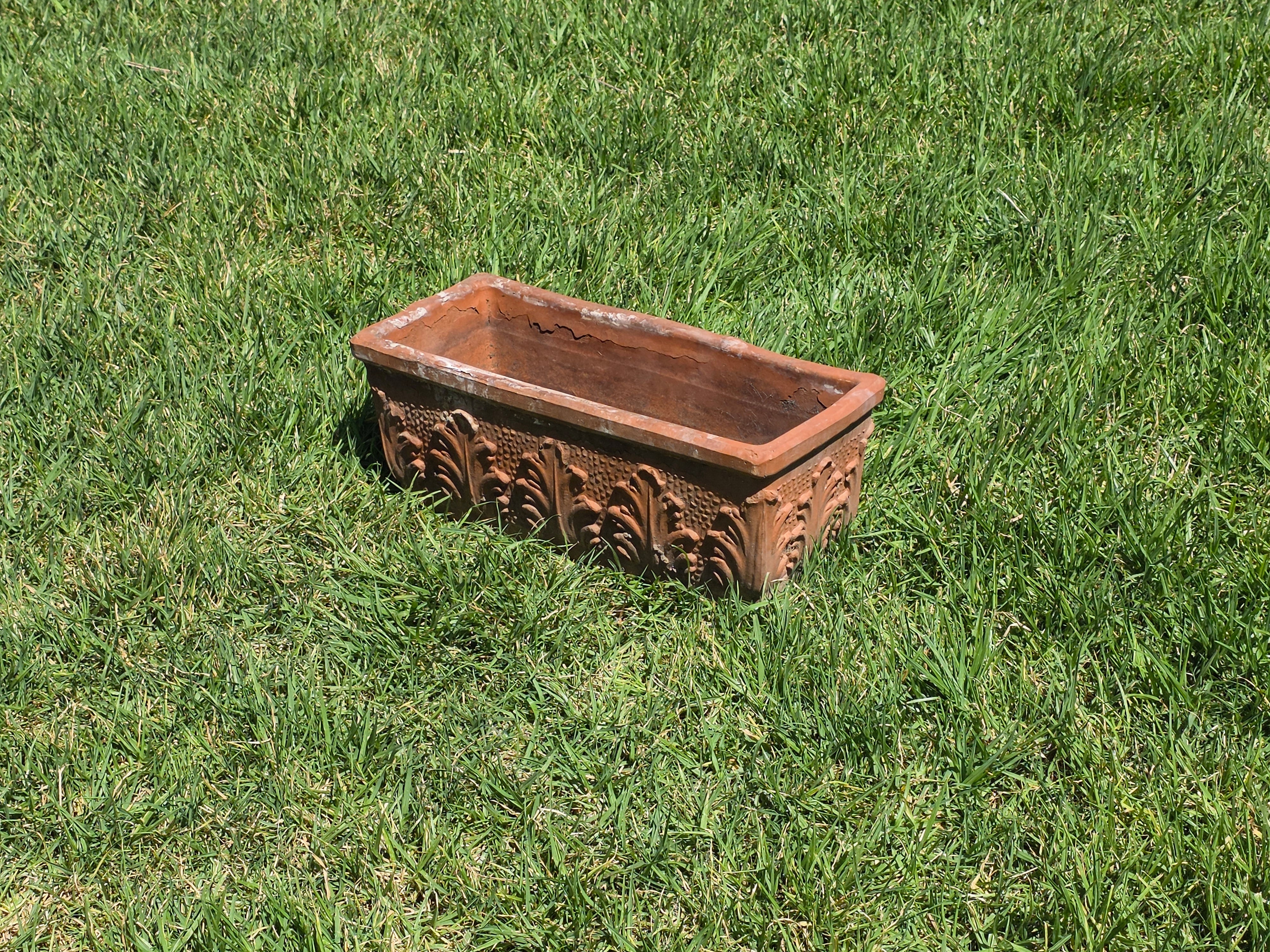 Share Vintage Italian Terracotta Window Box Planter 18" Acanthus Leaf Relief 46cm