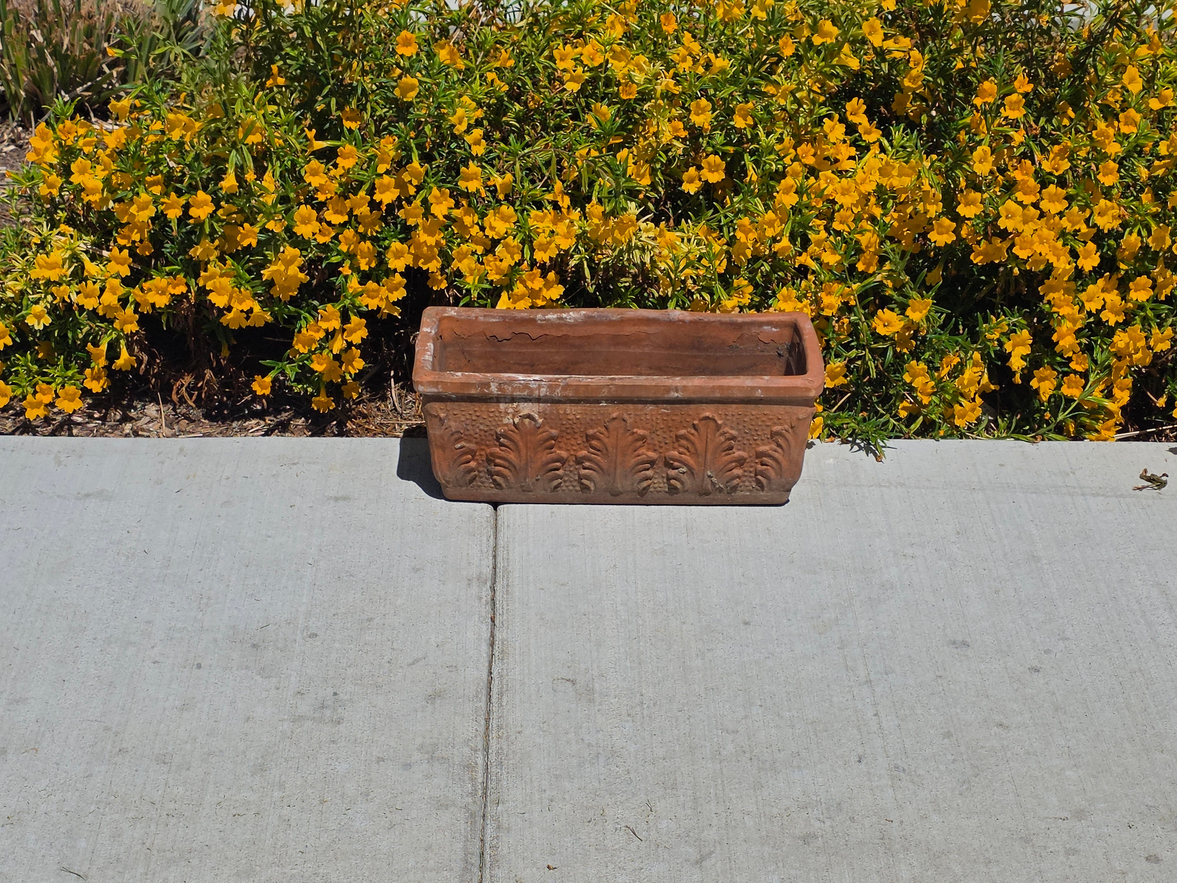 Share Vintage Italian Terracotta Window Box Planter 18" Acanthus Leaf Relief 46cm