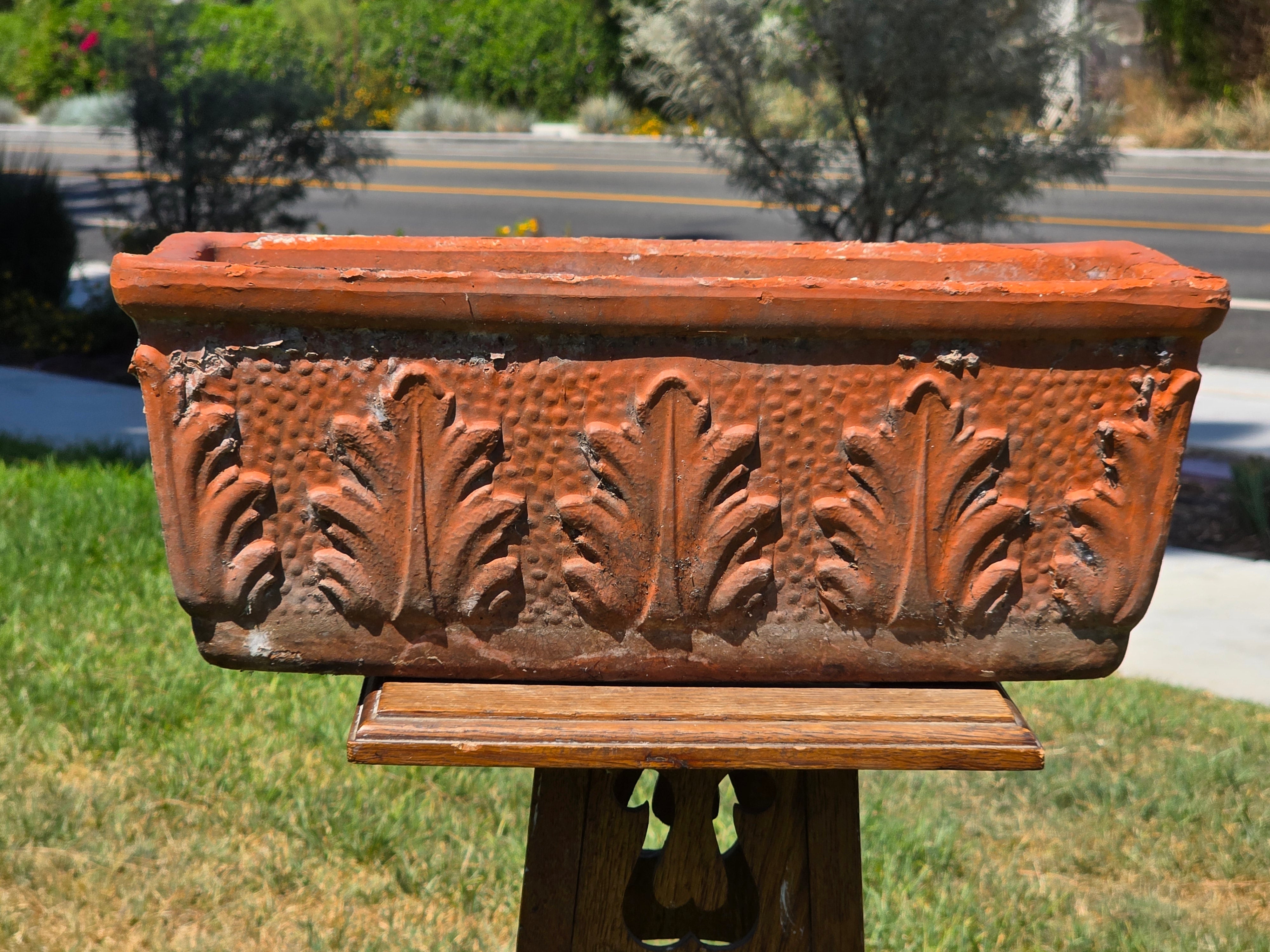 Vintage Vaserie Trevigiane Terracotta Planter Box Italian Acanthus Flower Pot 18"