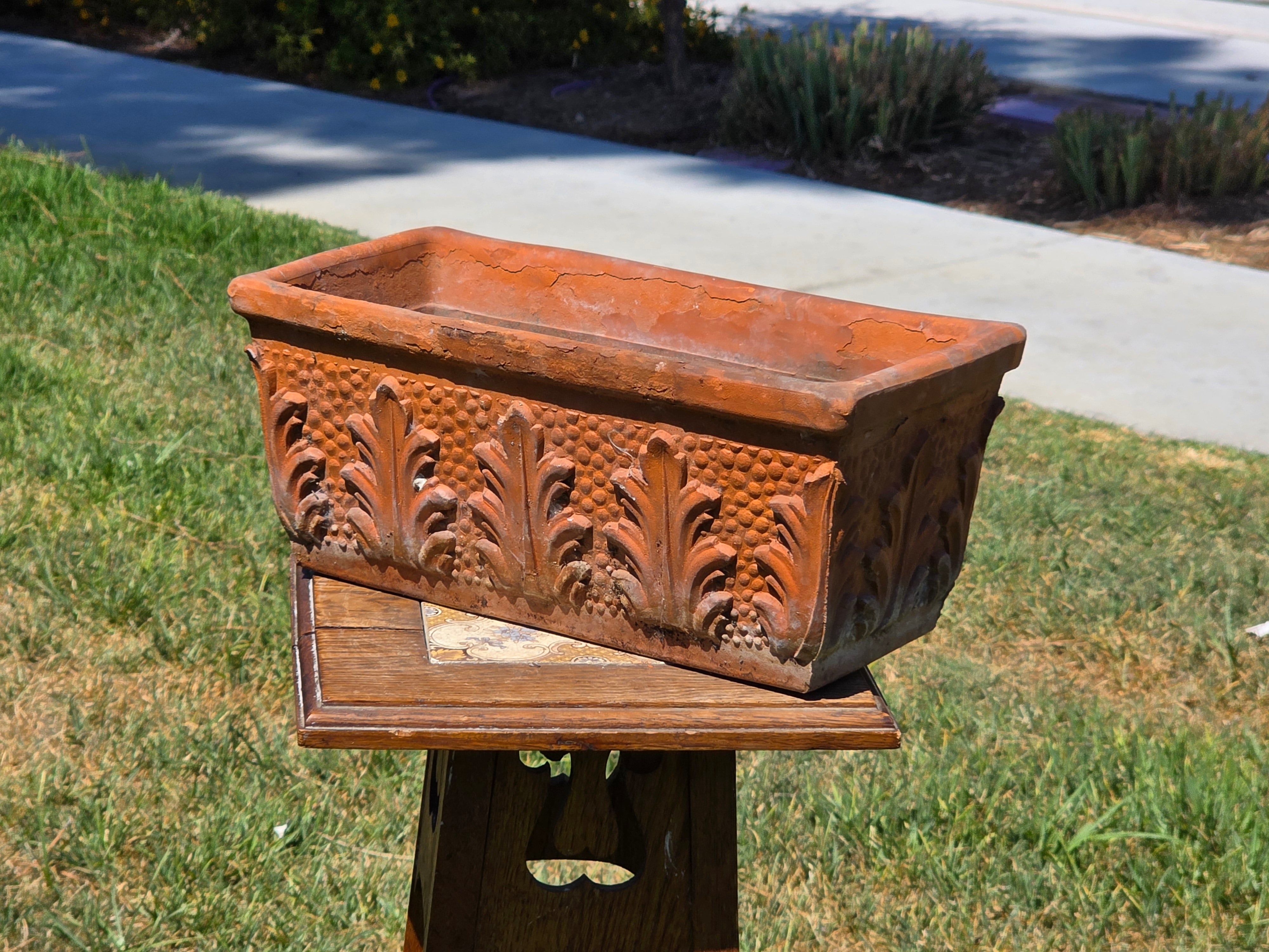 Vintage Vaserie Trevigiane 37 Terracotta Planter Italian Acanthus Box Pot 14"