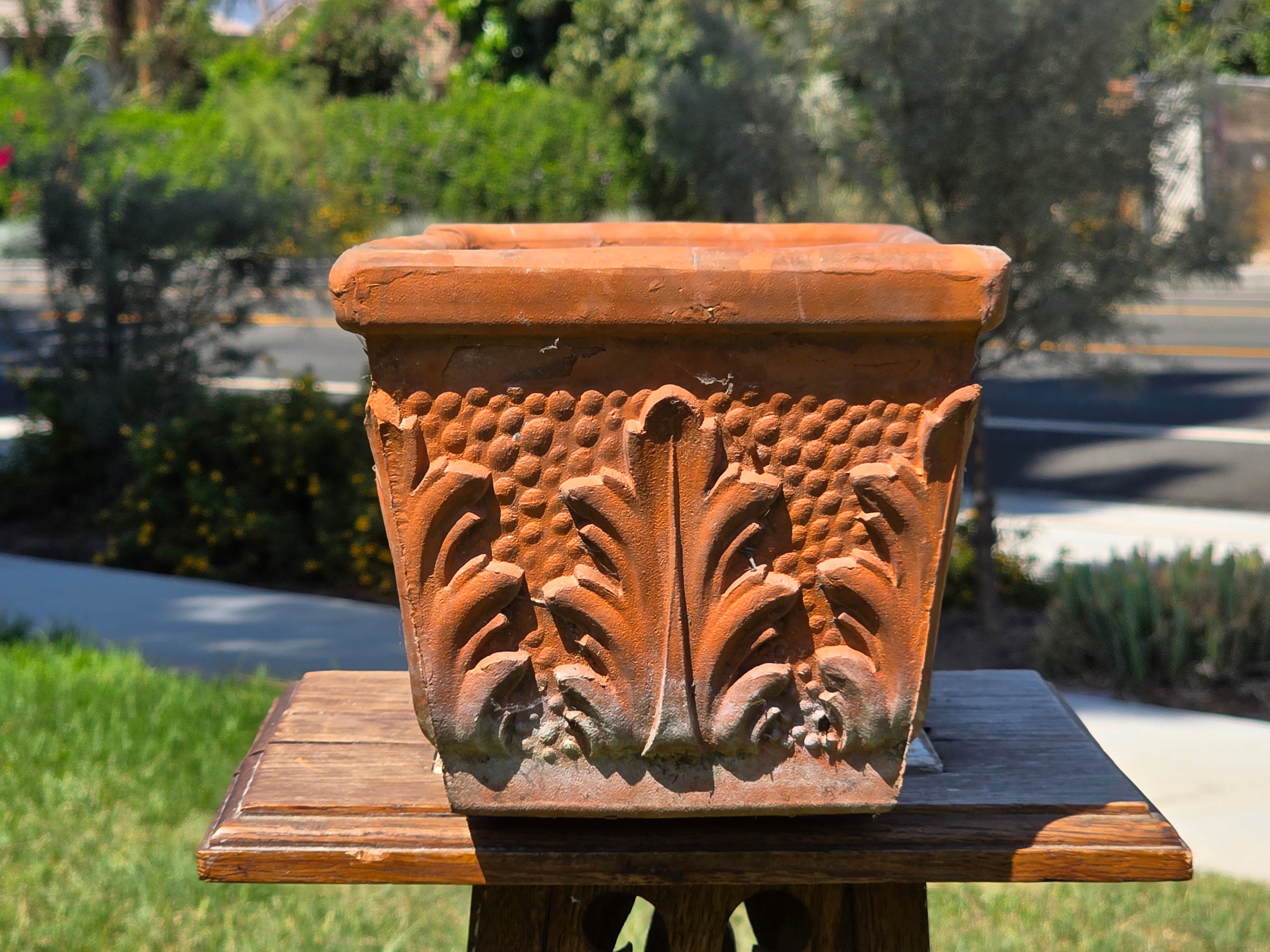 Vintage Vaserie Trevigiane 37 Terracotta Planter Italian Acanthus Box Pot 14"