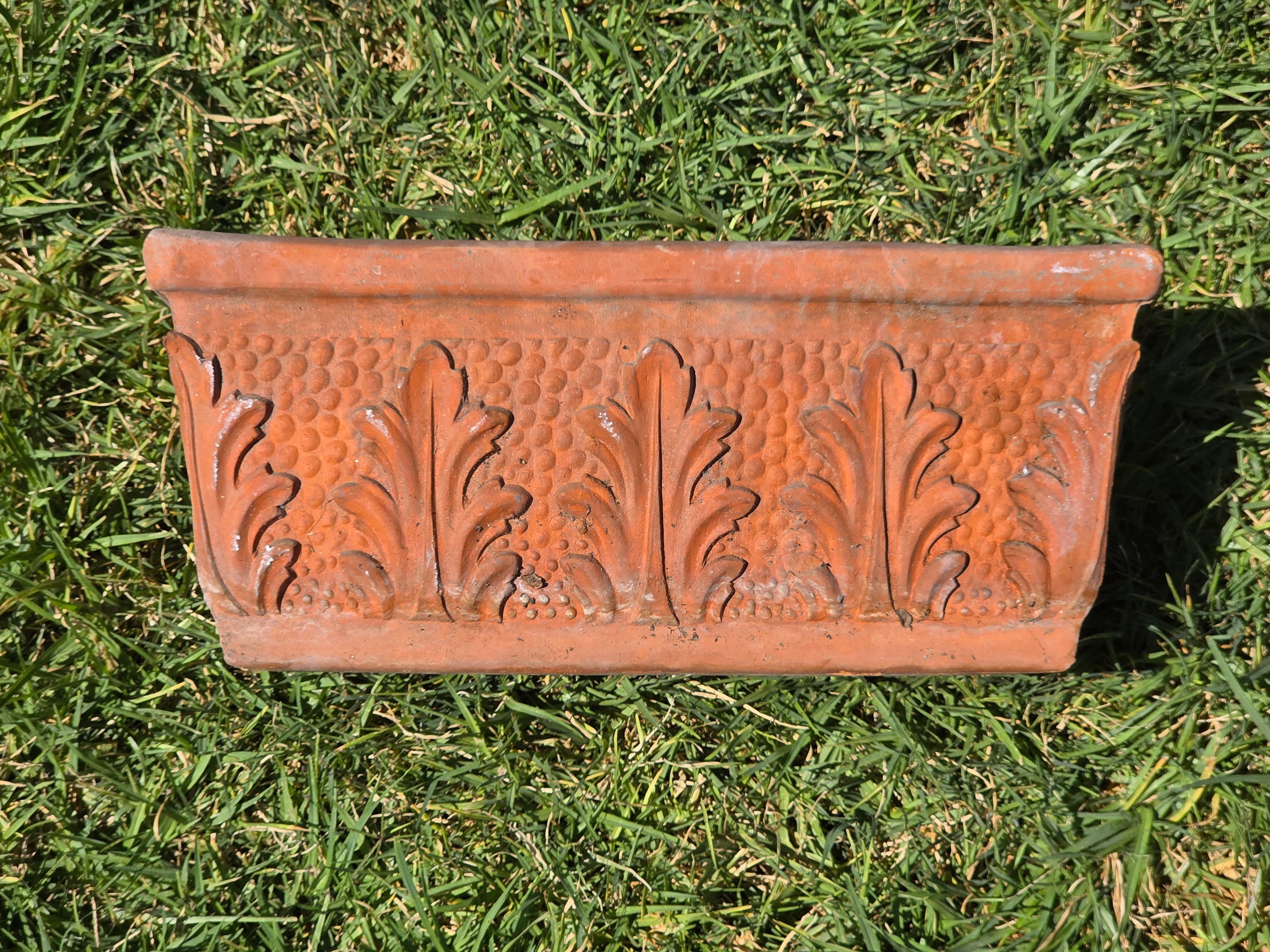 Vintage Vaserie Trevigiane 37 Terracotta Planter Italian Acanthus Box Pot 14"