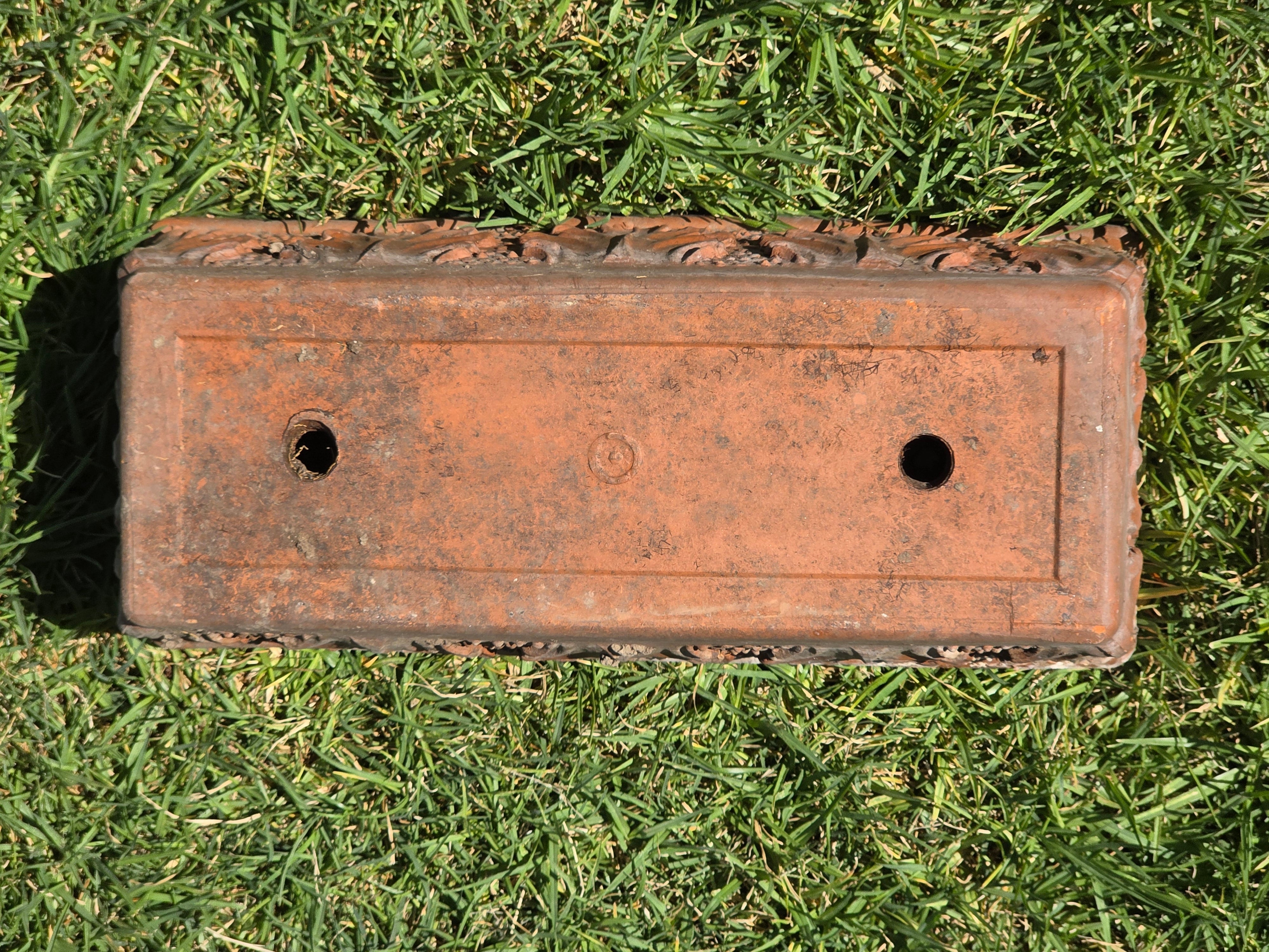 Vintage Italian Terracotta Planter Box Acanthus Leaf Relief Window Trough 18"
