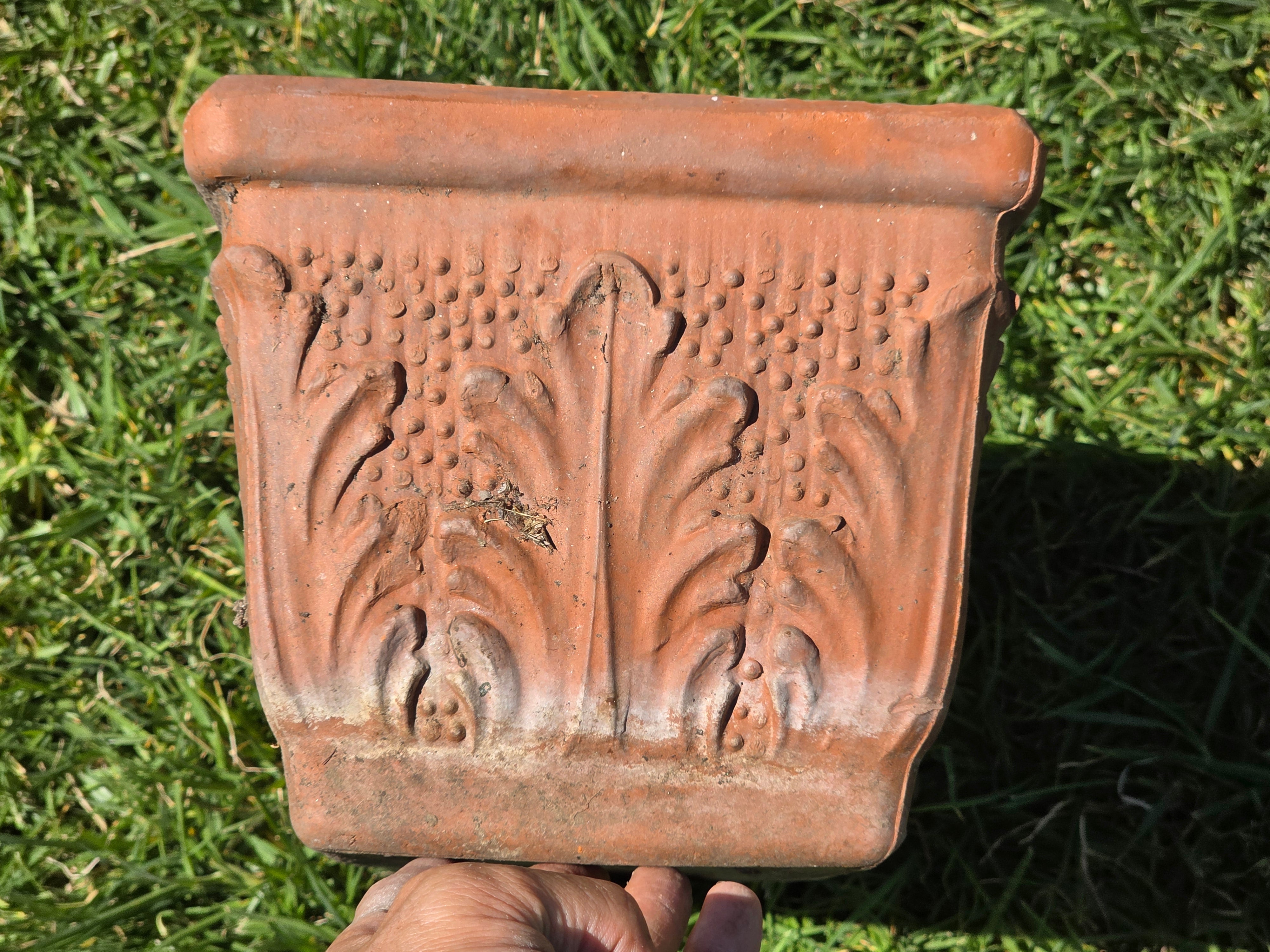 Vintage Italian Terracotta Planter Box Acanthus Leaf Relief Window Trough 18"