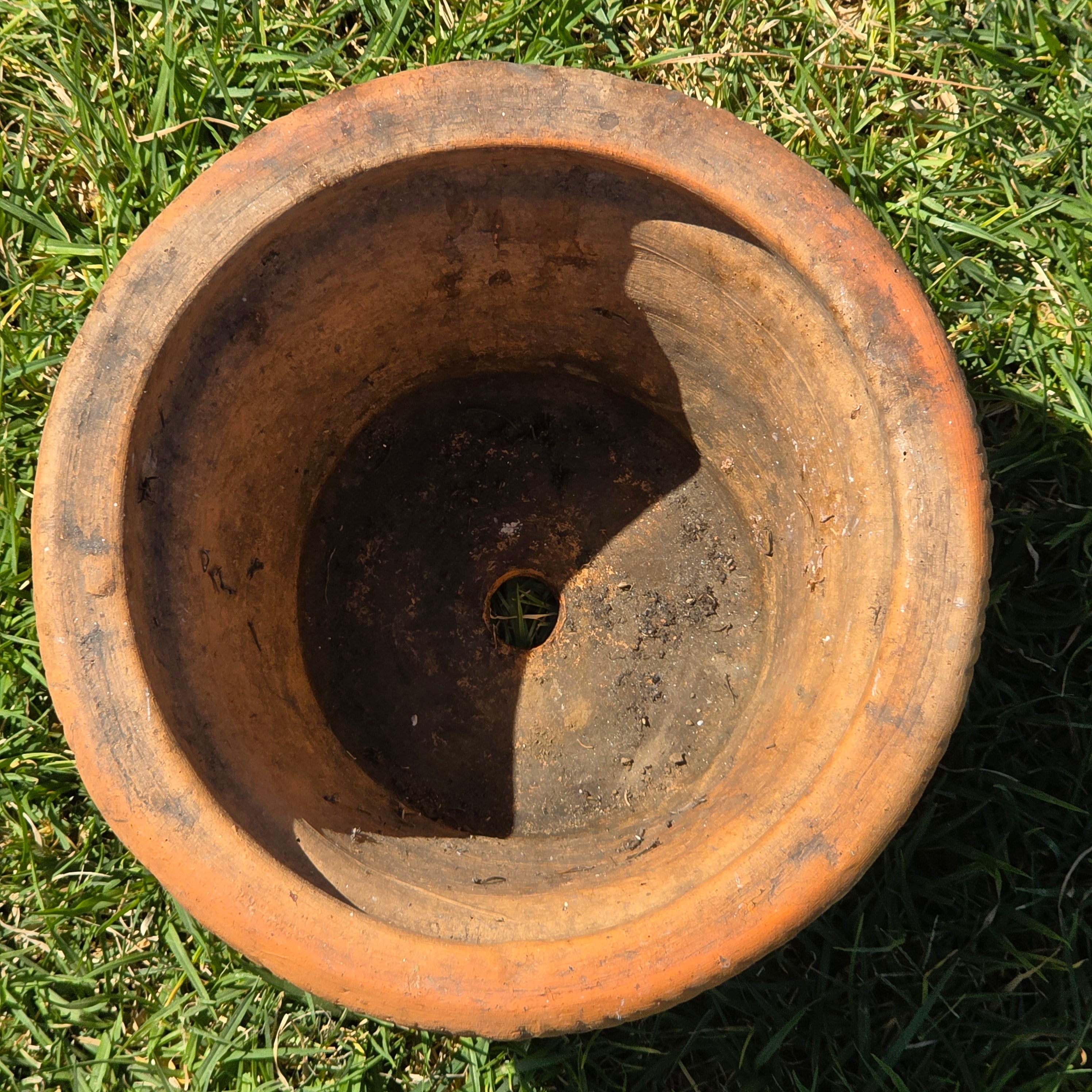 Vintage Terracotta Planter Basketweave Clay Pot Rope Rim Garden Rustic Heavy 11"
