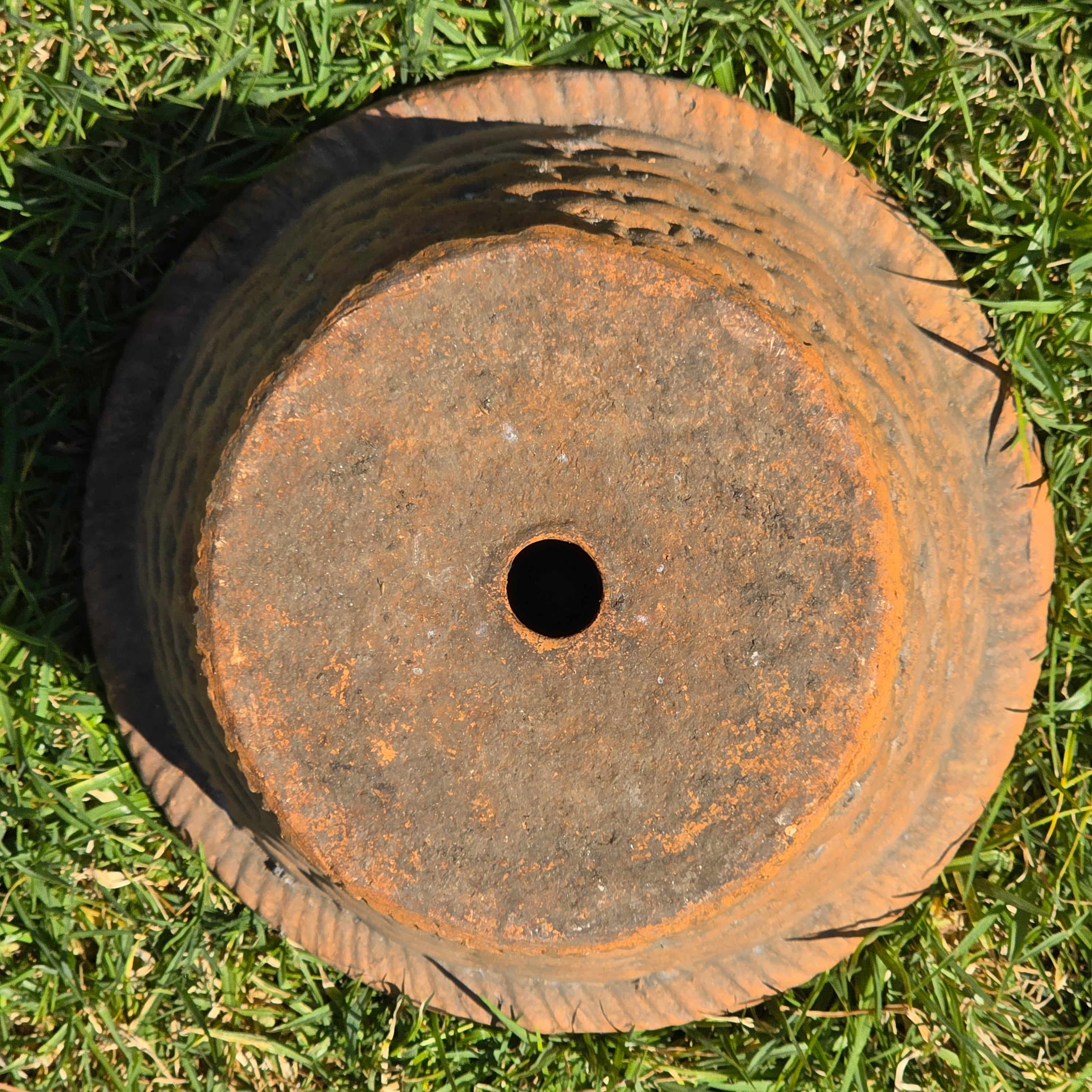 Vintage Terracotta Planter Basketweave Clay Pot Rope Rim Garden Rustic Heavy 11"