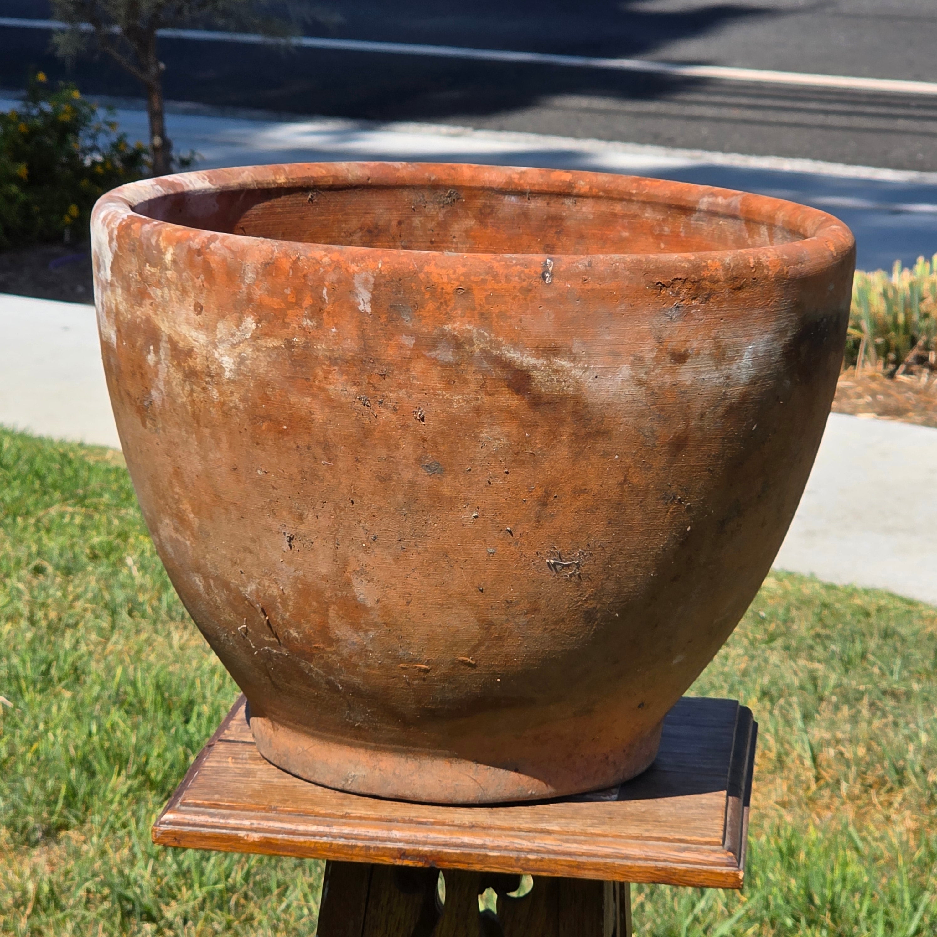 Vintage Terracotta Planter Pot Large 14" Rustic Weathered Clay Garden Flower