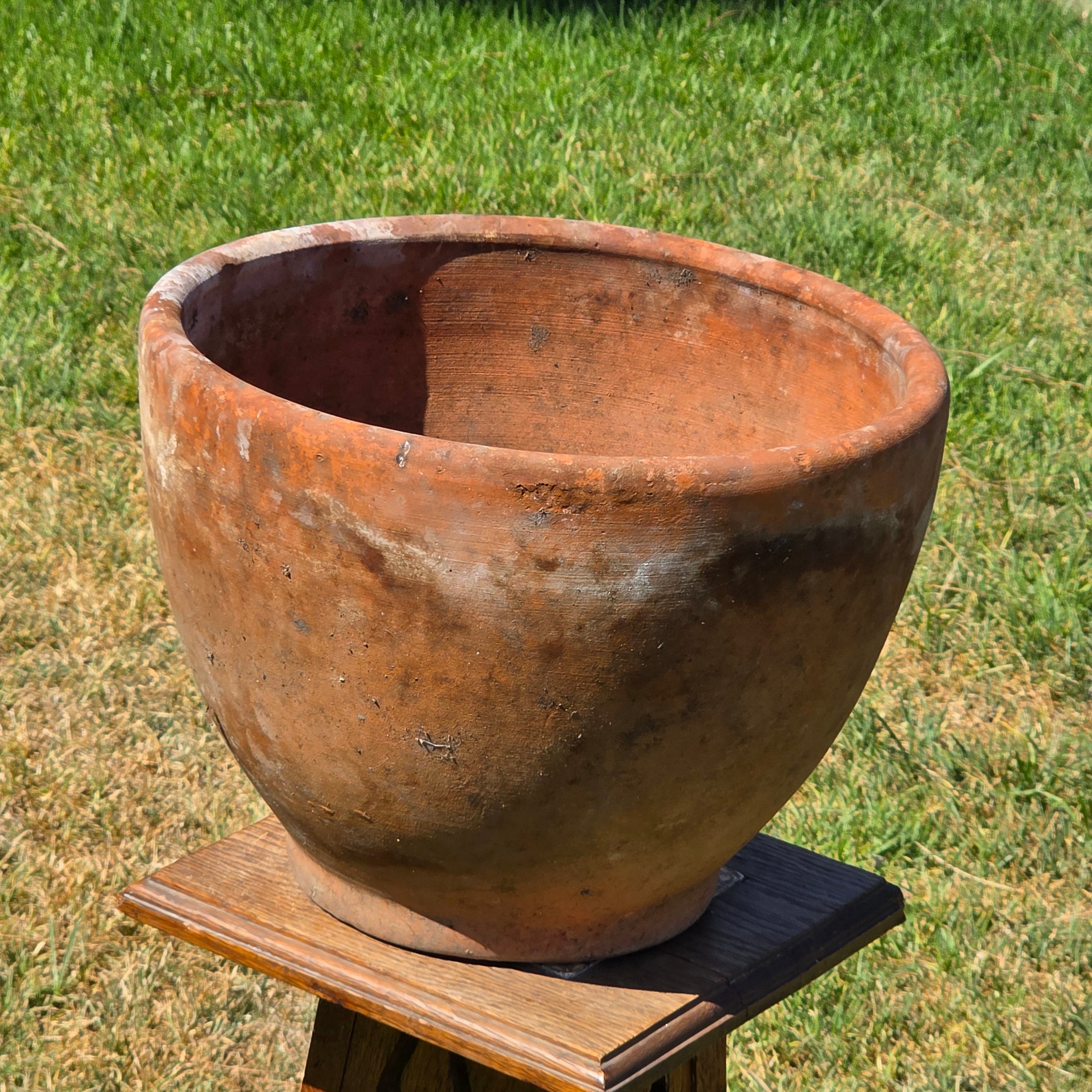 Vintage Terracotta Planter Pot Large 14" Rustic Weathered Clay Garden Flower