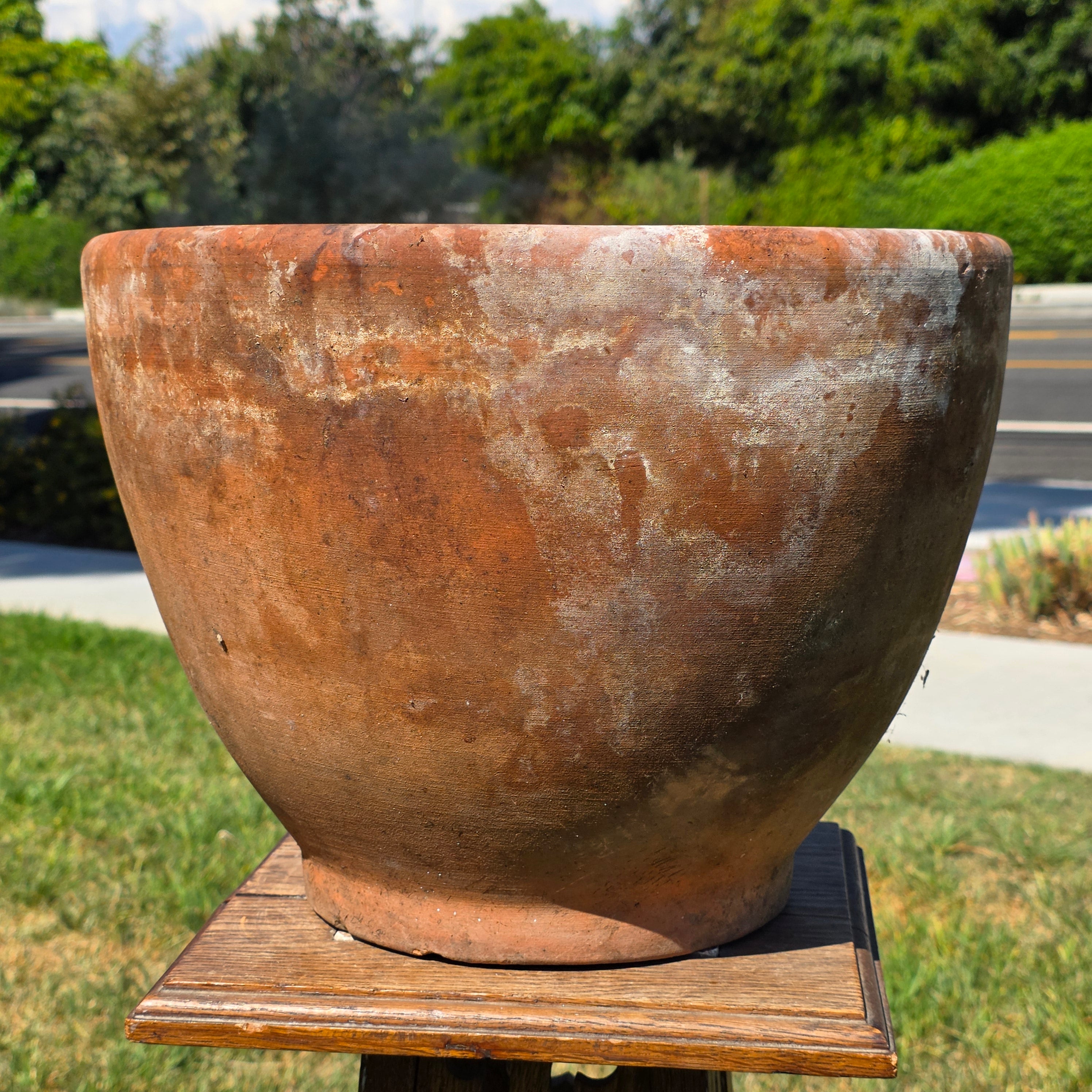 Vintage Terracotta Planter Pot Large 14" Rustic Weathered Clay Garden Flower