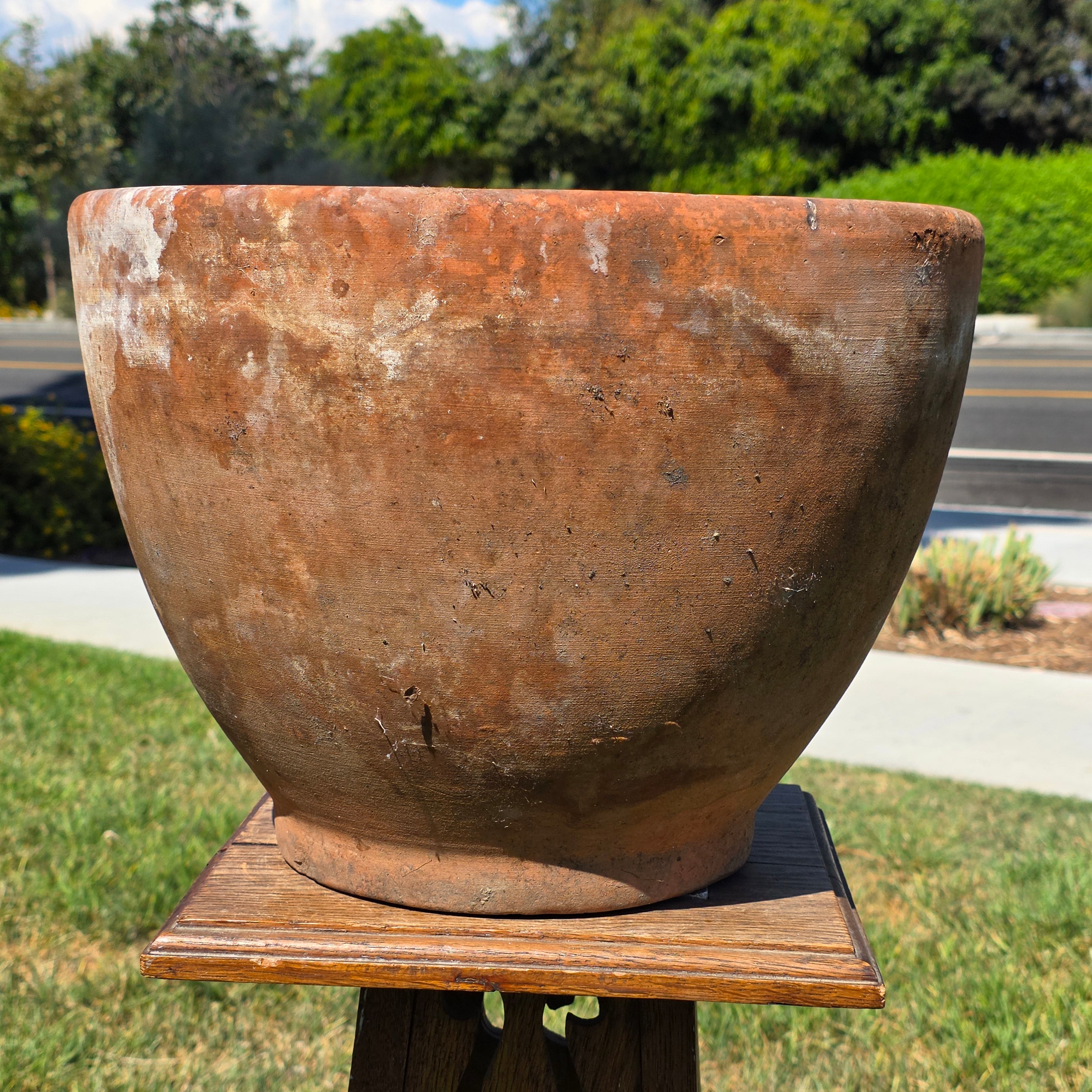 Vintage Terracotta Planter Pot Large 14" Rustic Weathered Clay Garden Flower