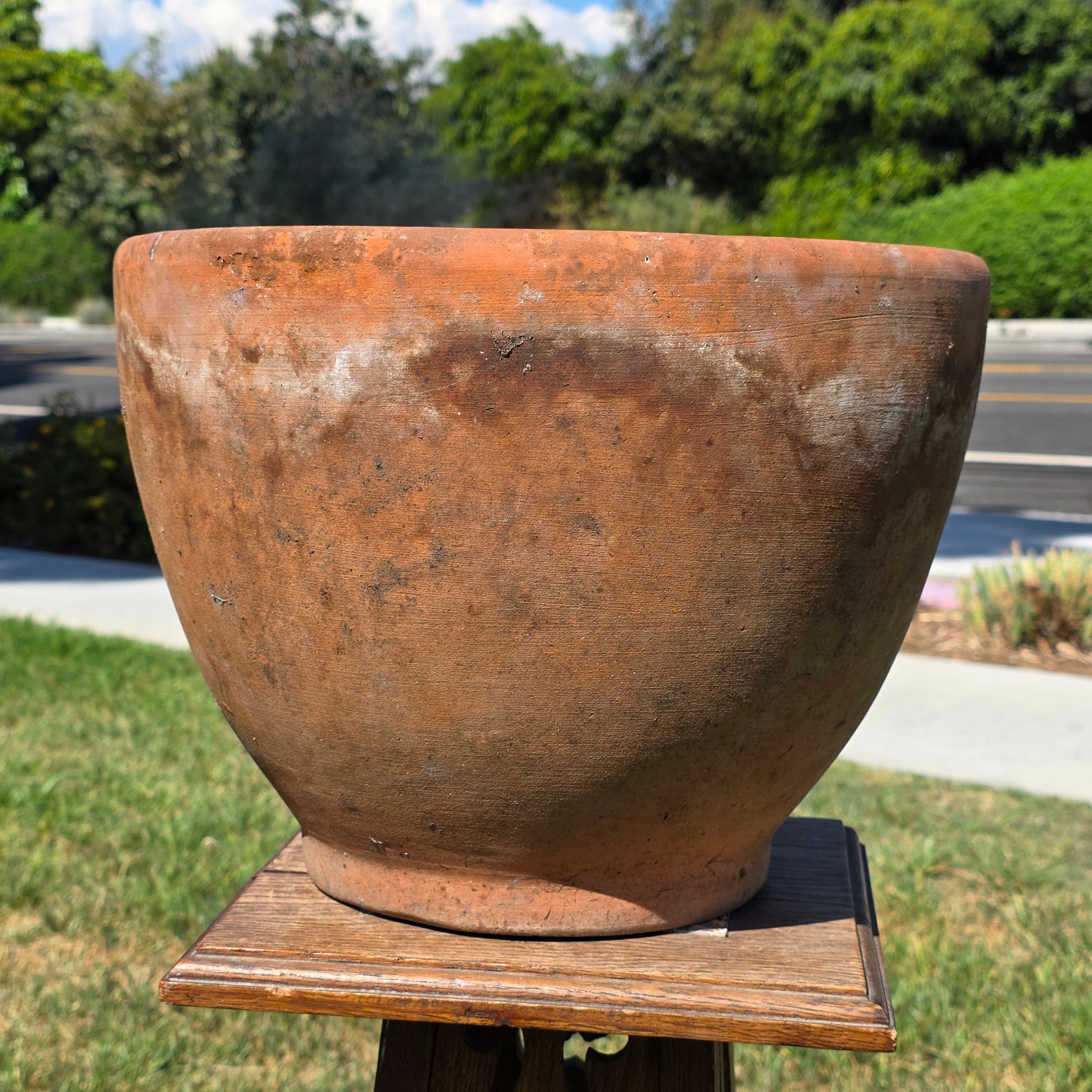 Vintage Terracotta Planter Pot Large 14" Rustic Weathered Clay Garden Flower