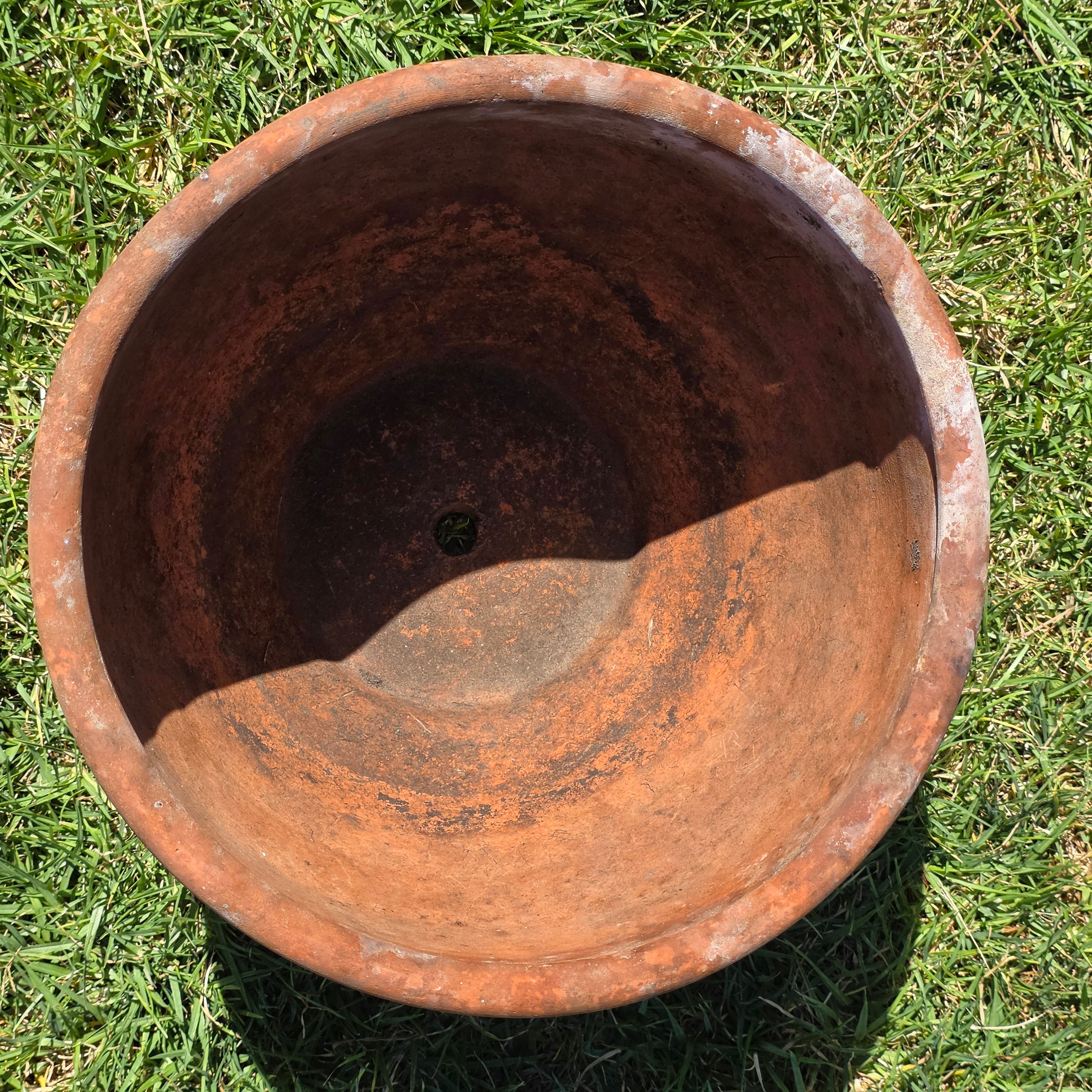 Vintage Terracotta Planter Pot Large 14" Rustic Weathered Clay Garden Flower