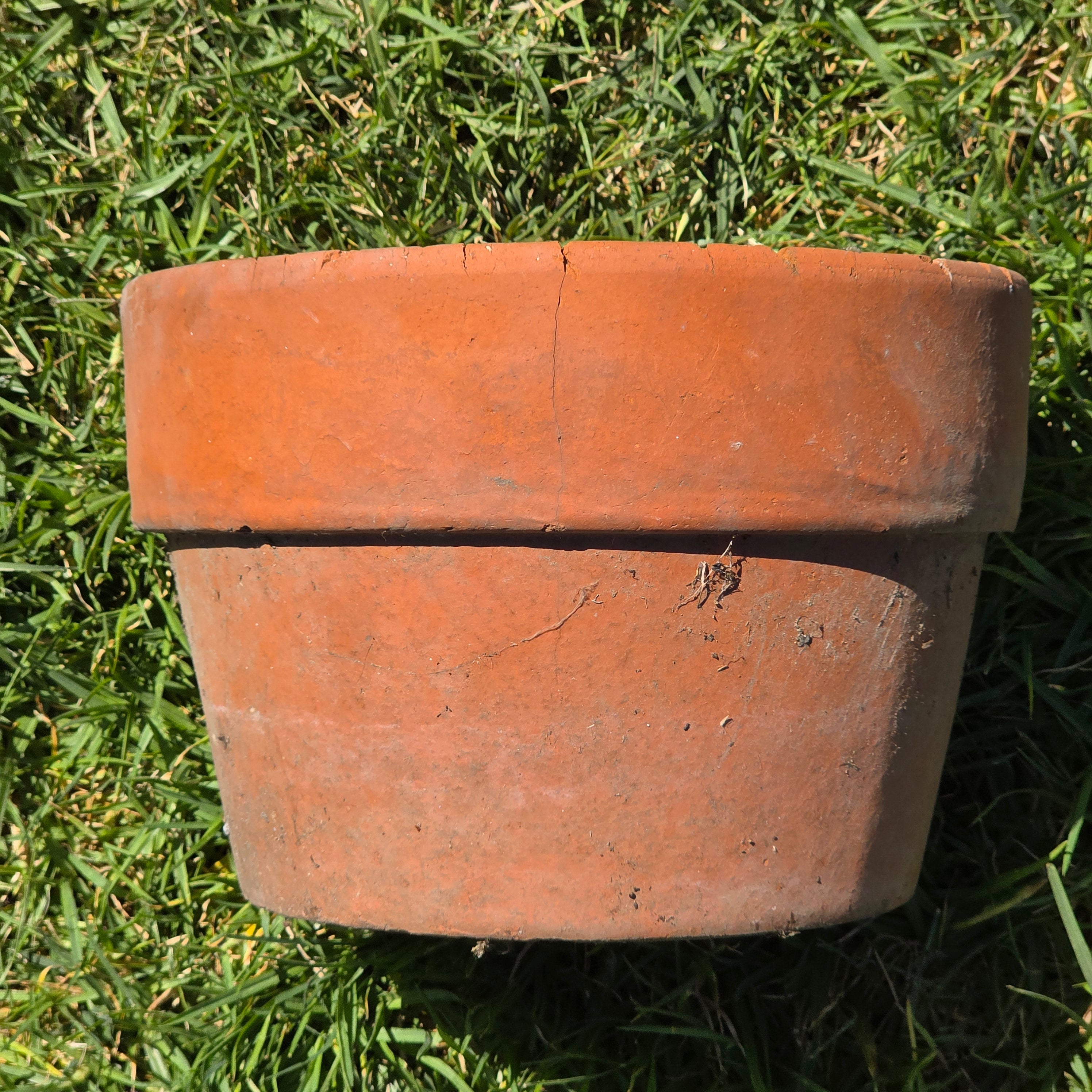 Vintage Terracotta Planter 10" Rustic Clay Flower Pot Aged Garden Patina Shallow