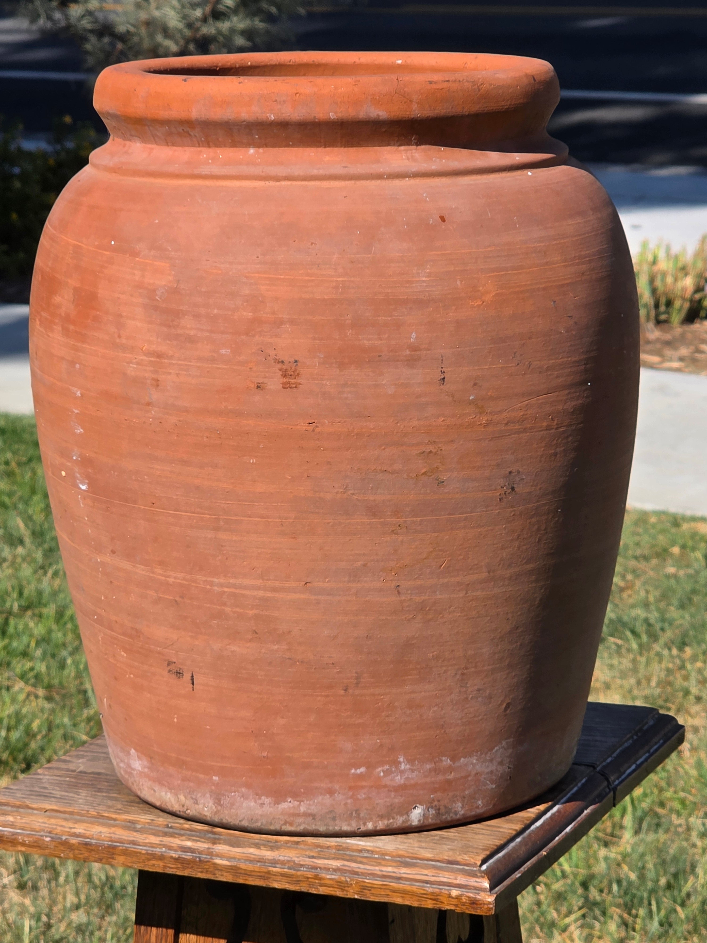 Antique JA Bauer Pottery Terracotta Water Jar Crock Los Angeles Clay Planter Pot