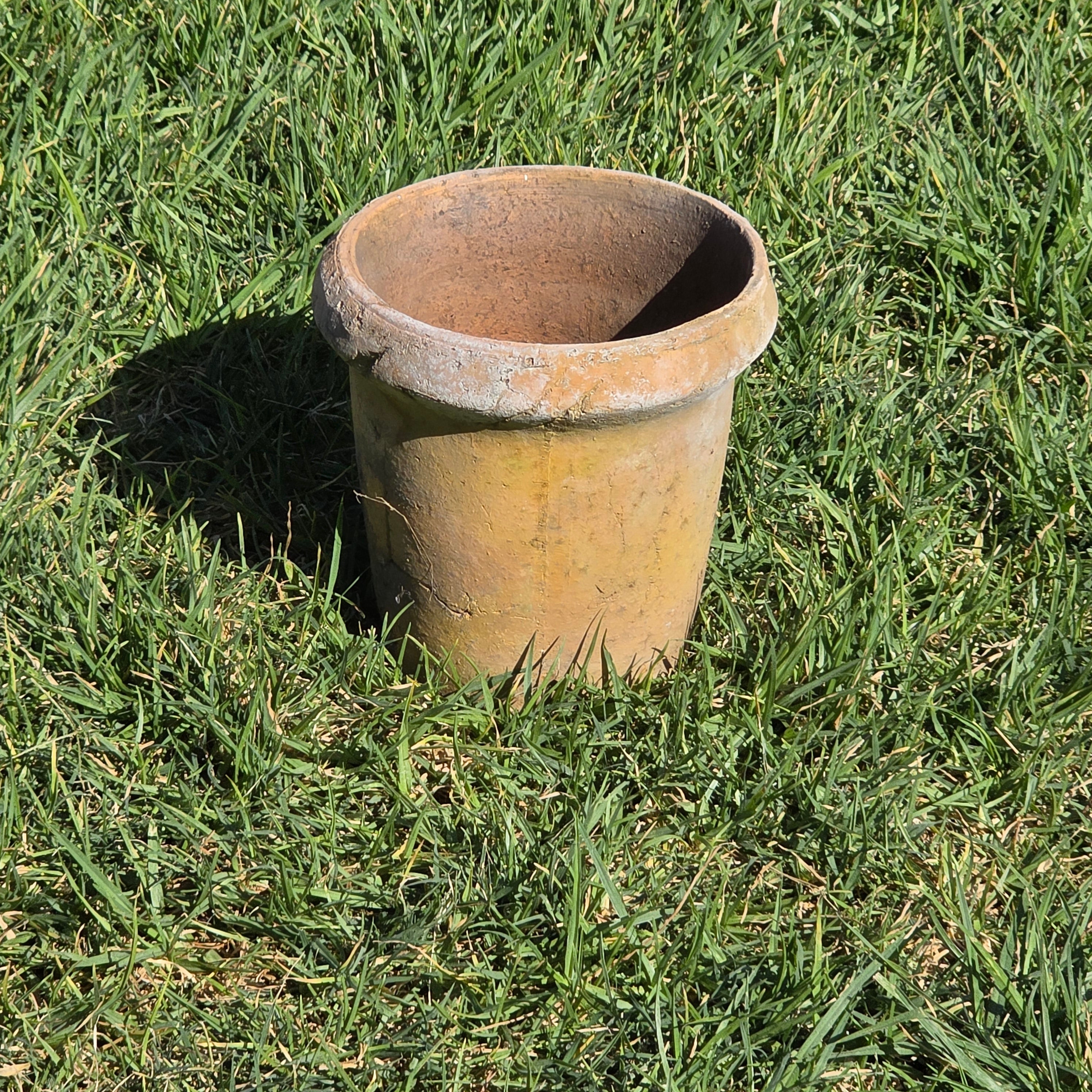 Vintage Brutalist Clay Cachepot Planter Rustic Garden Patina Flower Pot 7.5"