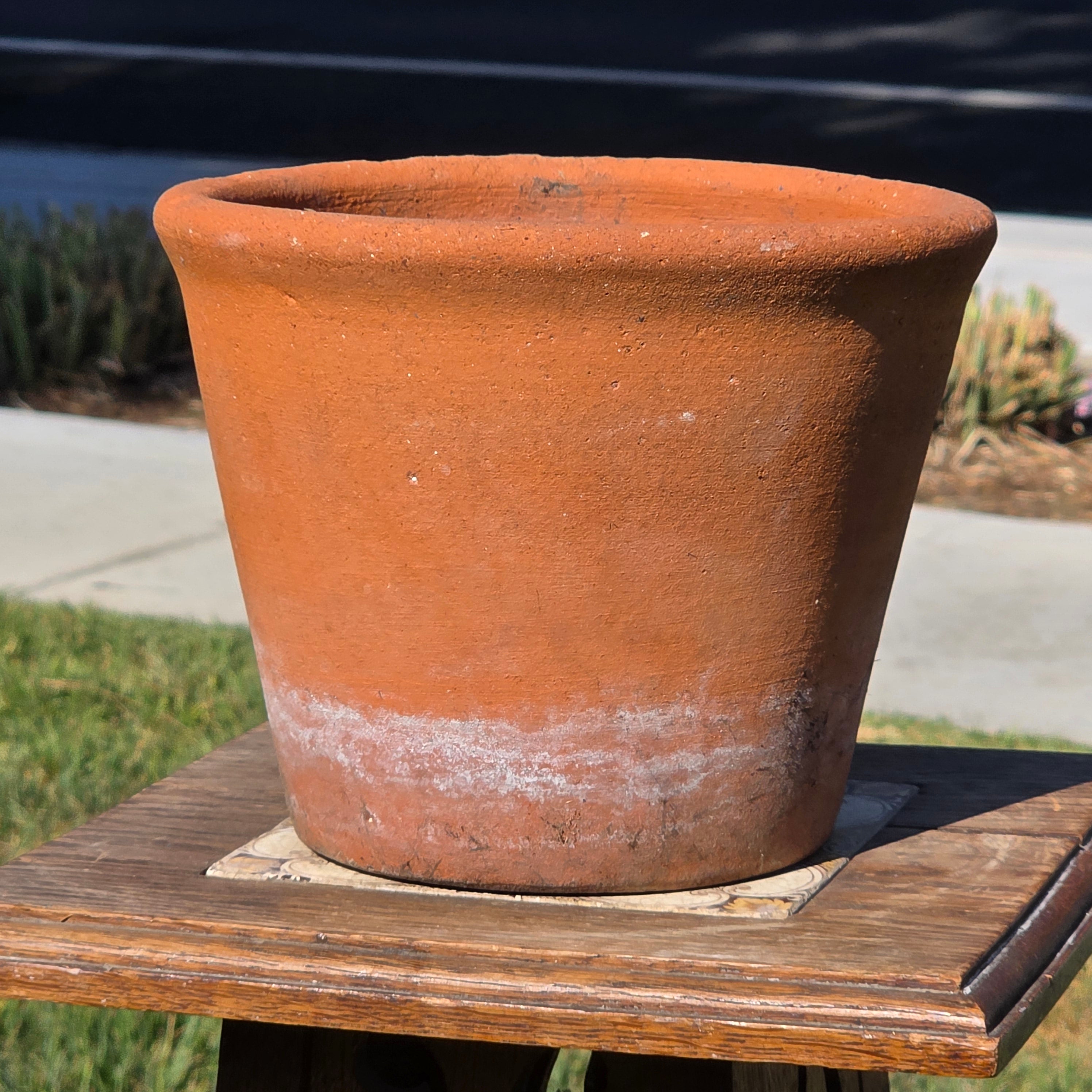 Vintage Terracotta Plant Pot 8.5" Rustic Clay Planter Aged Patina Flower Garden