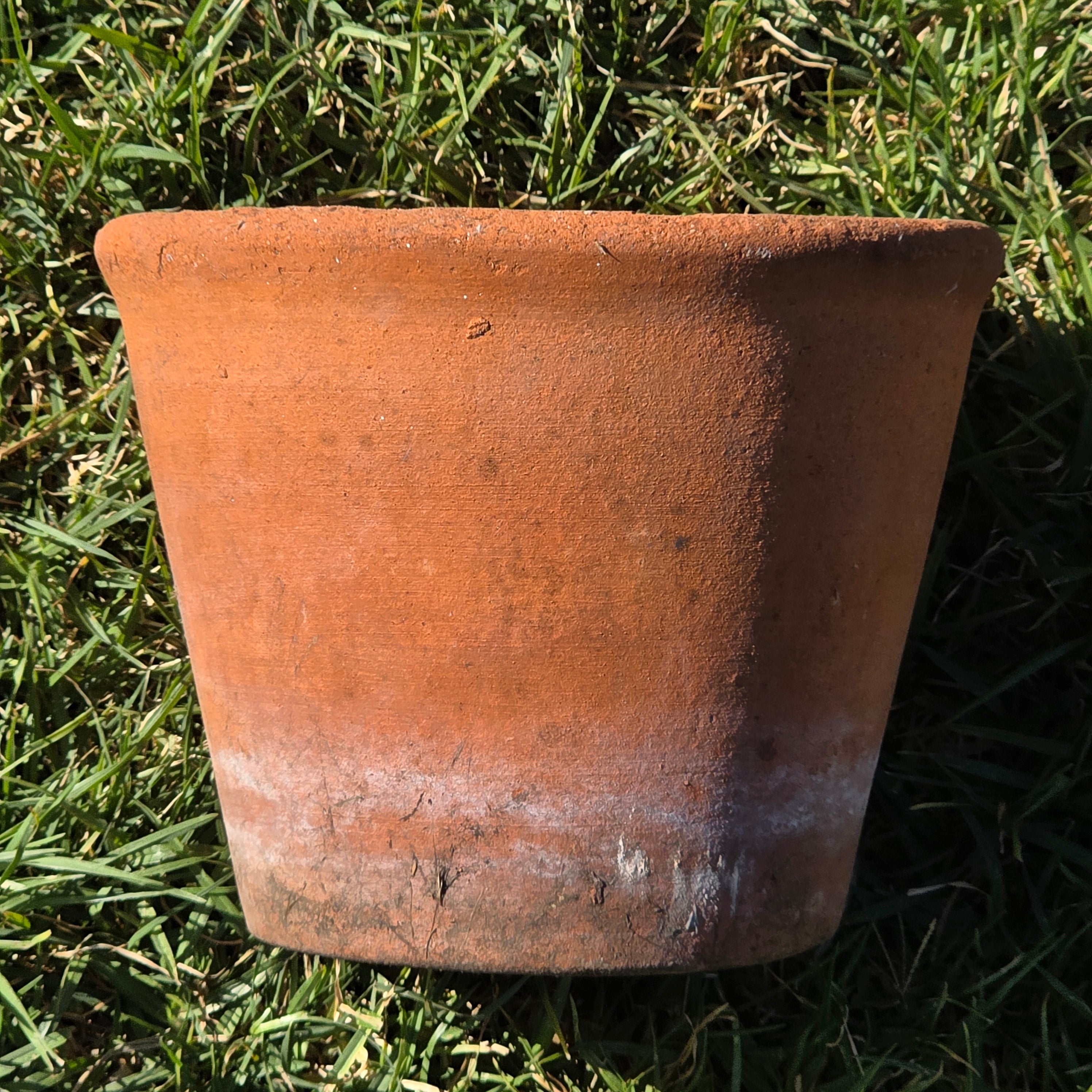 Vintage Terracotta Plant Pot 8.5" Rustic Clay Planter Aged Patina Flower Garden
