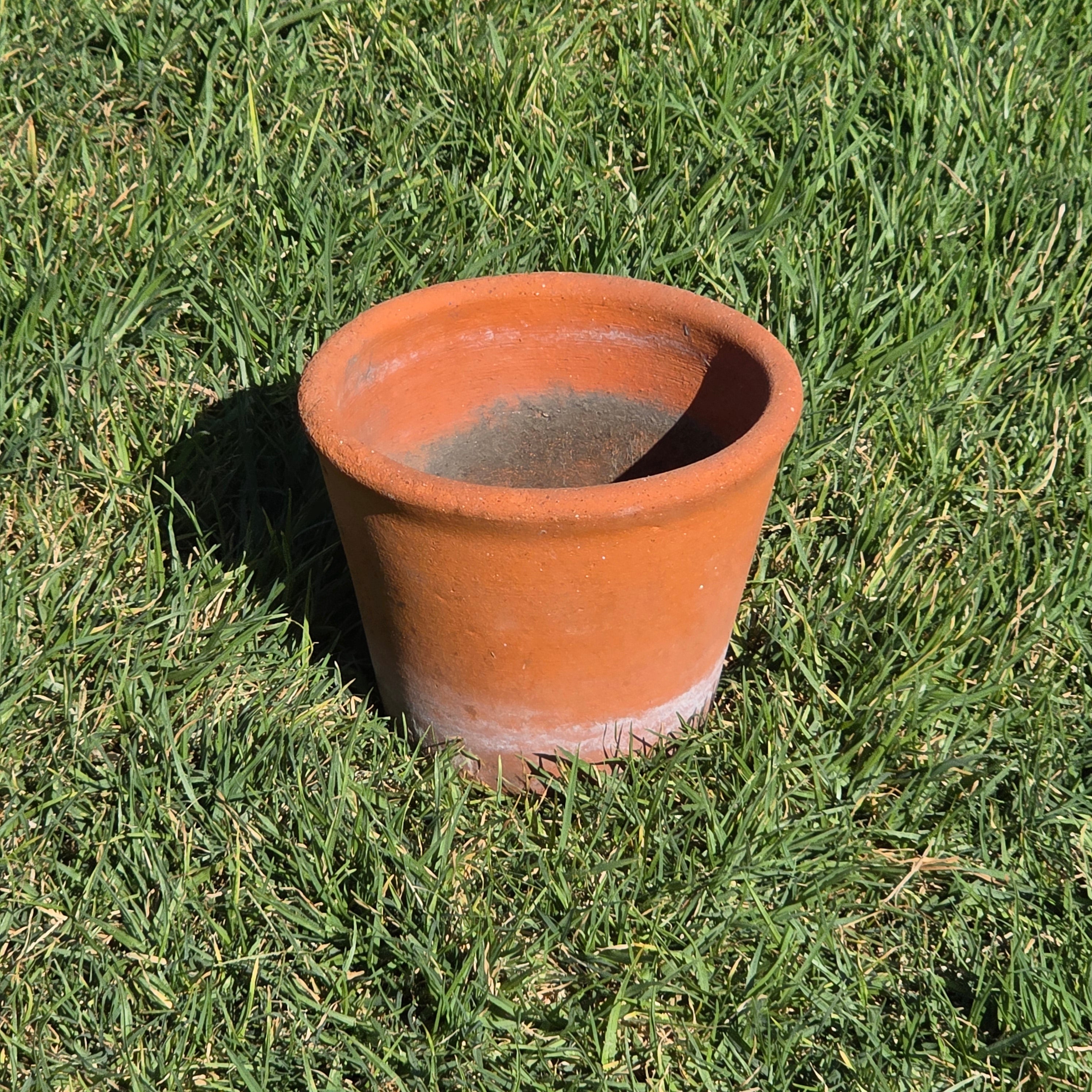 Vintage Terracotta Plant Pot 8.5" Rustic Clay Planter Aged Patina Flower Garden