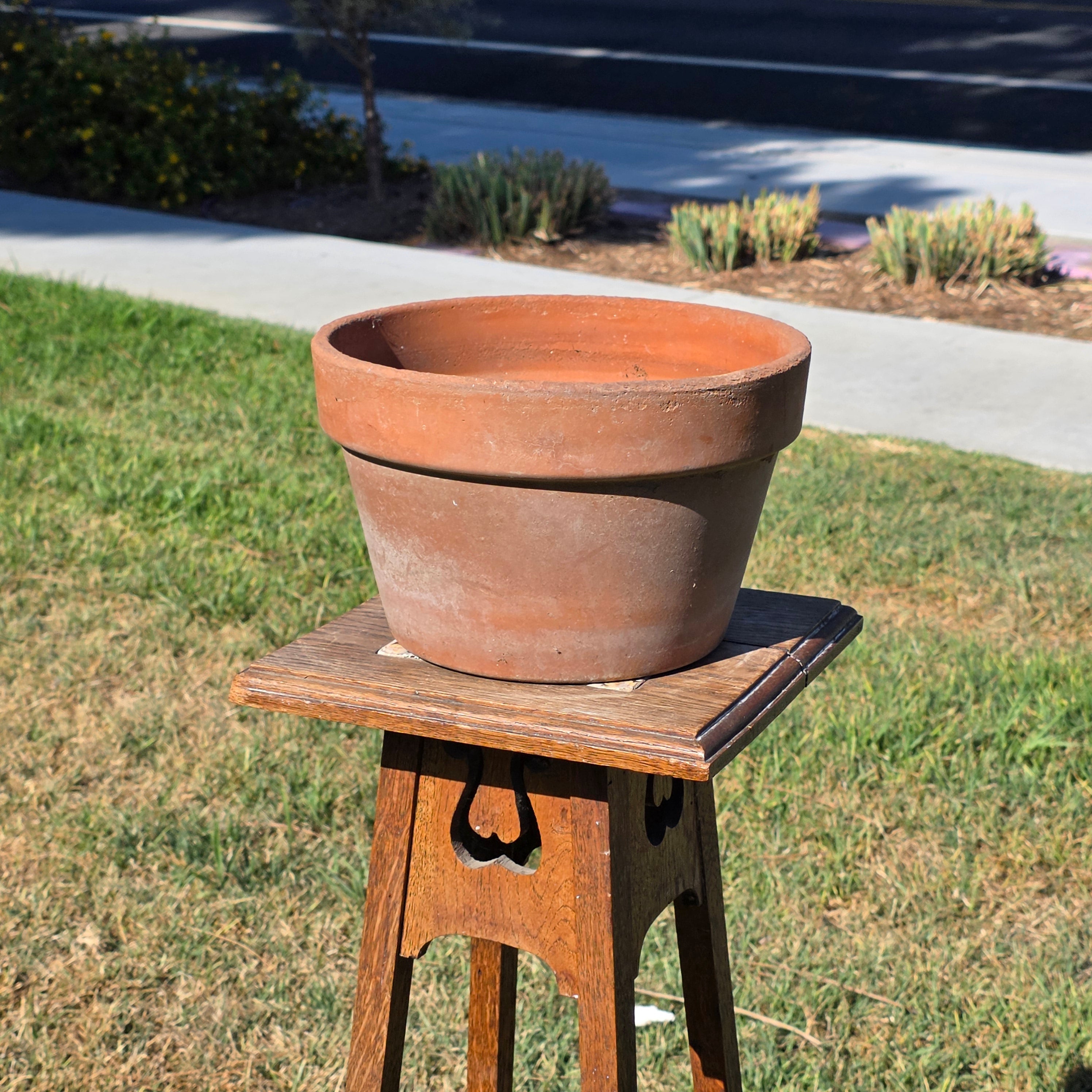 Vintage Terracotta Plant Pot 10.75" Italian Style Clay Planter Aged Patina