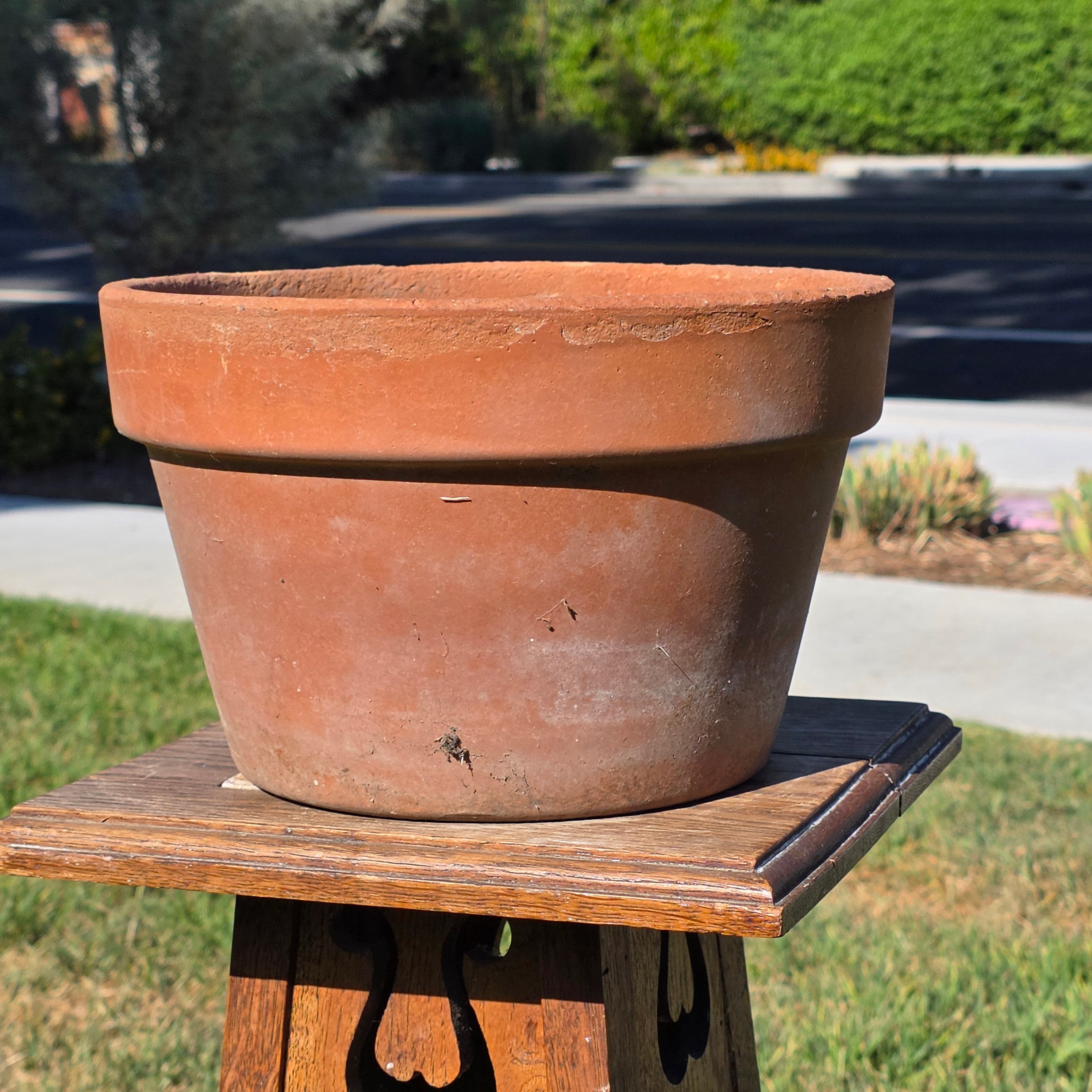 Vintage Terracotta Plant Pot 10.75" Italian Style Clay Planter Aged Patina