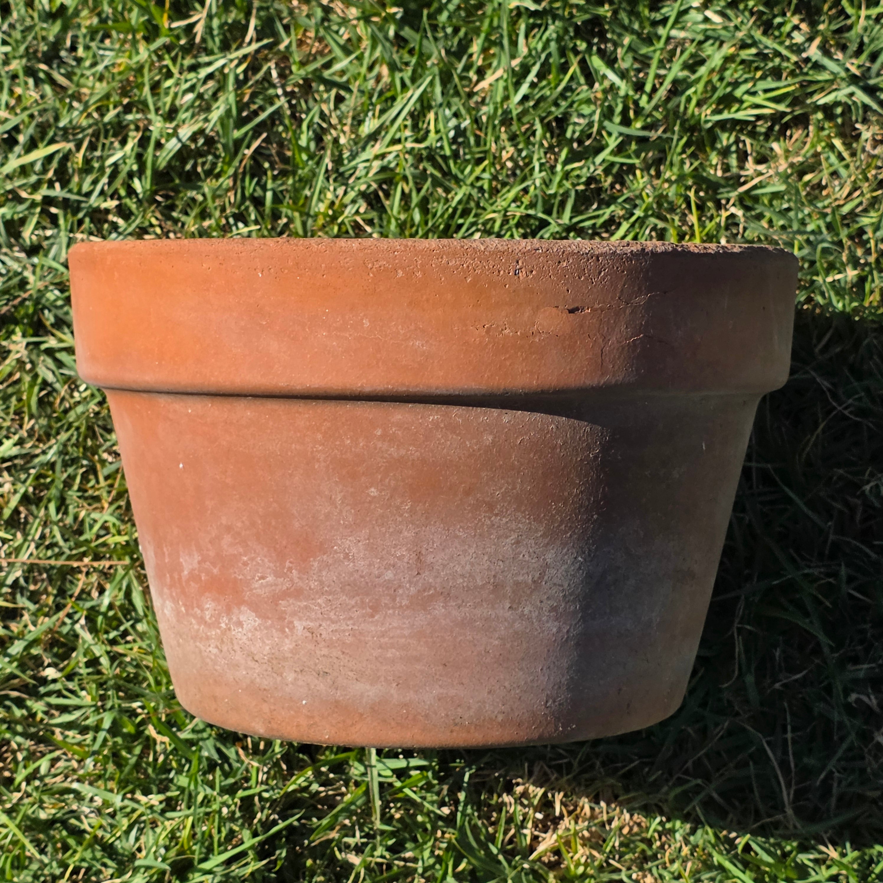 Vintage Terracotta Plant Pot 10.75" Italian Style Clay Planter Aged Patina