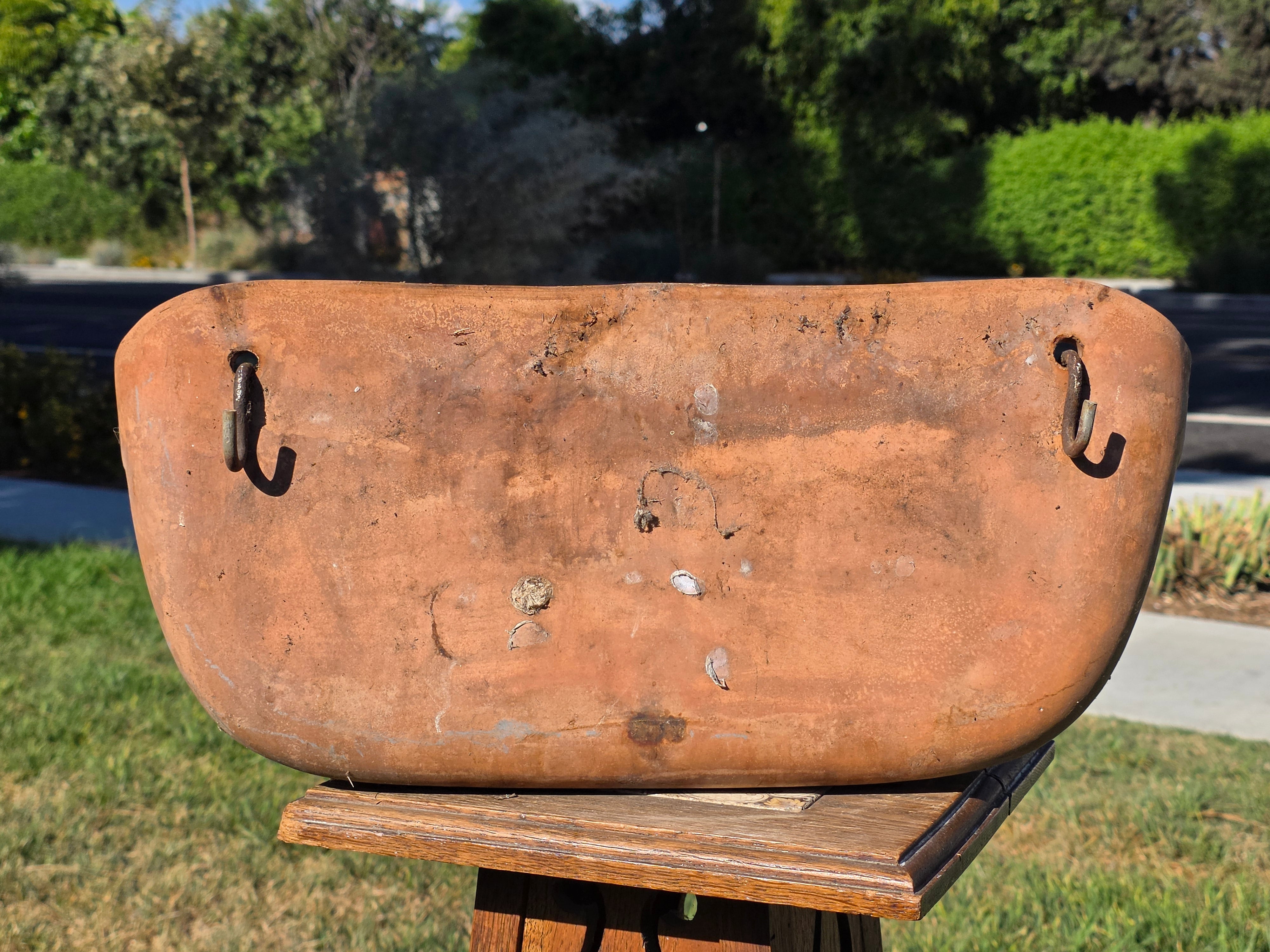 Vintage Italian Terracotta Wall Pocket Planter Hanging Clay Trough Shell 18"