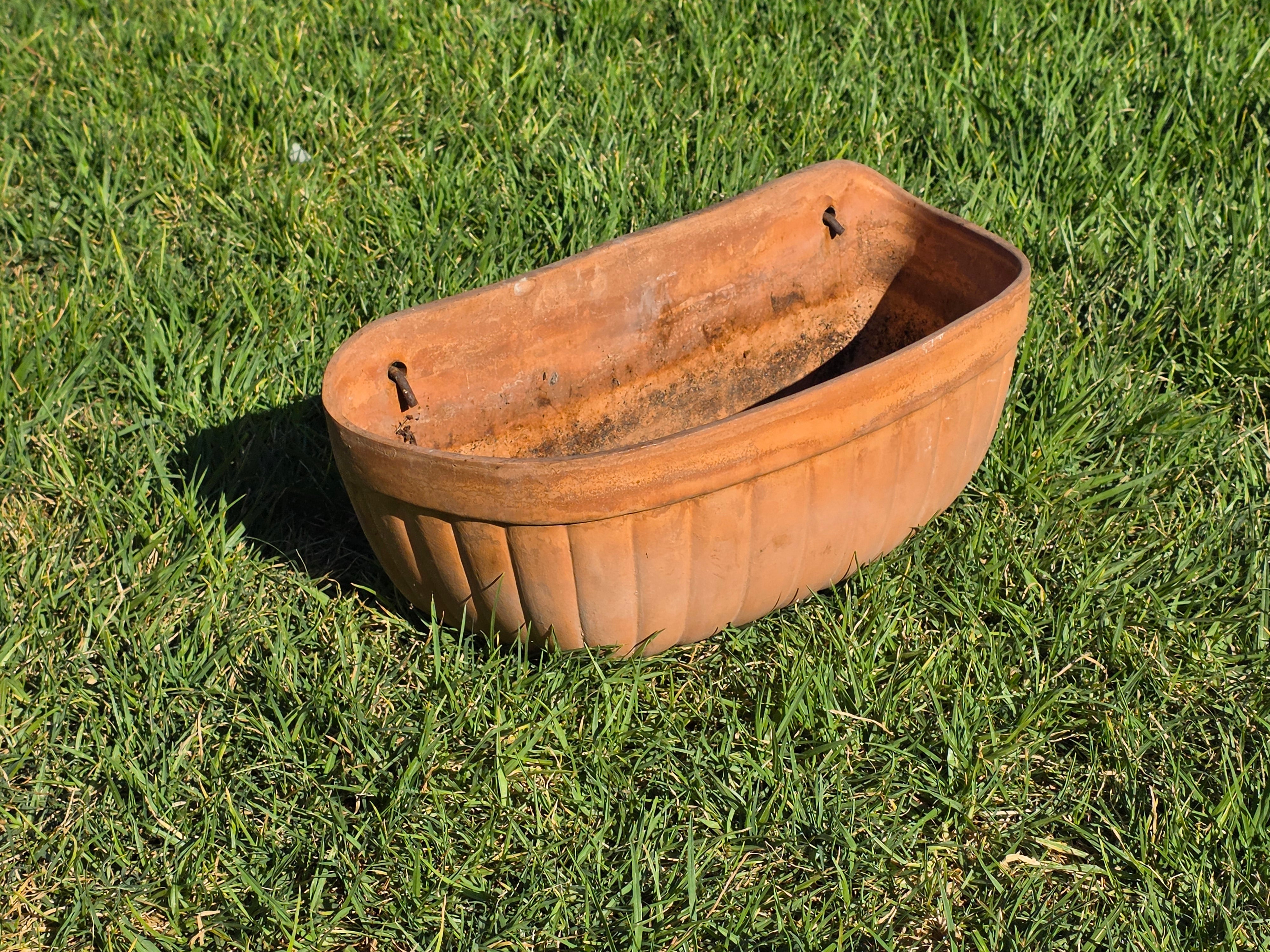 Vintage Italian Terracotta Wall Pocket Planter Hanging Clay Trough Shell 18"