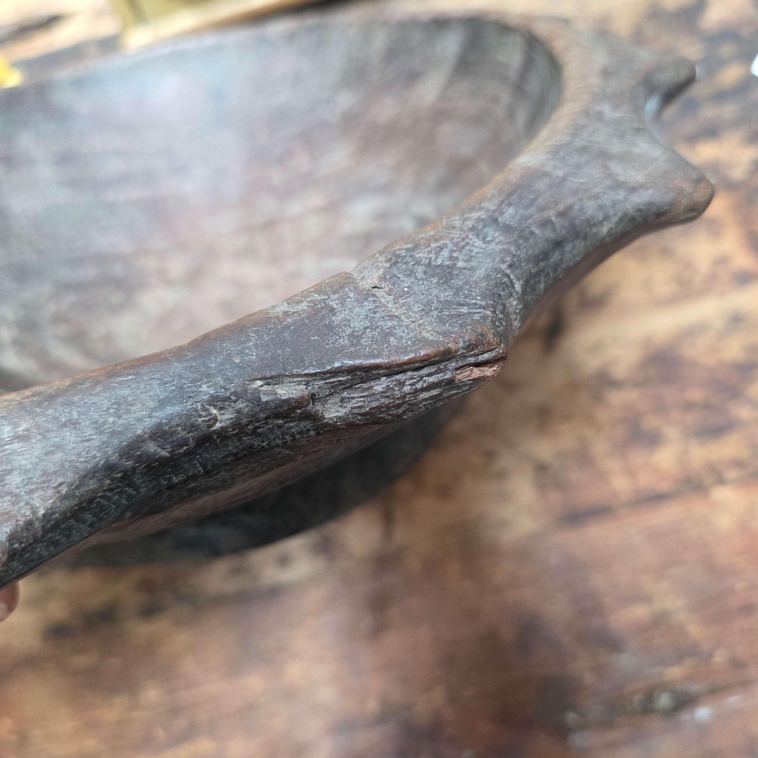 Antique Ifugao Duyu Wooden Bowl Philippines Ritual Hand Carved Primitive