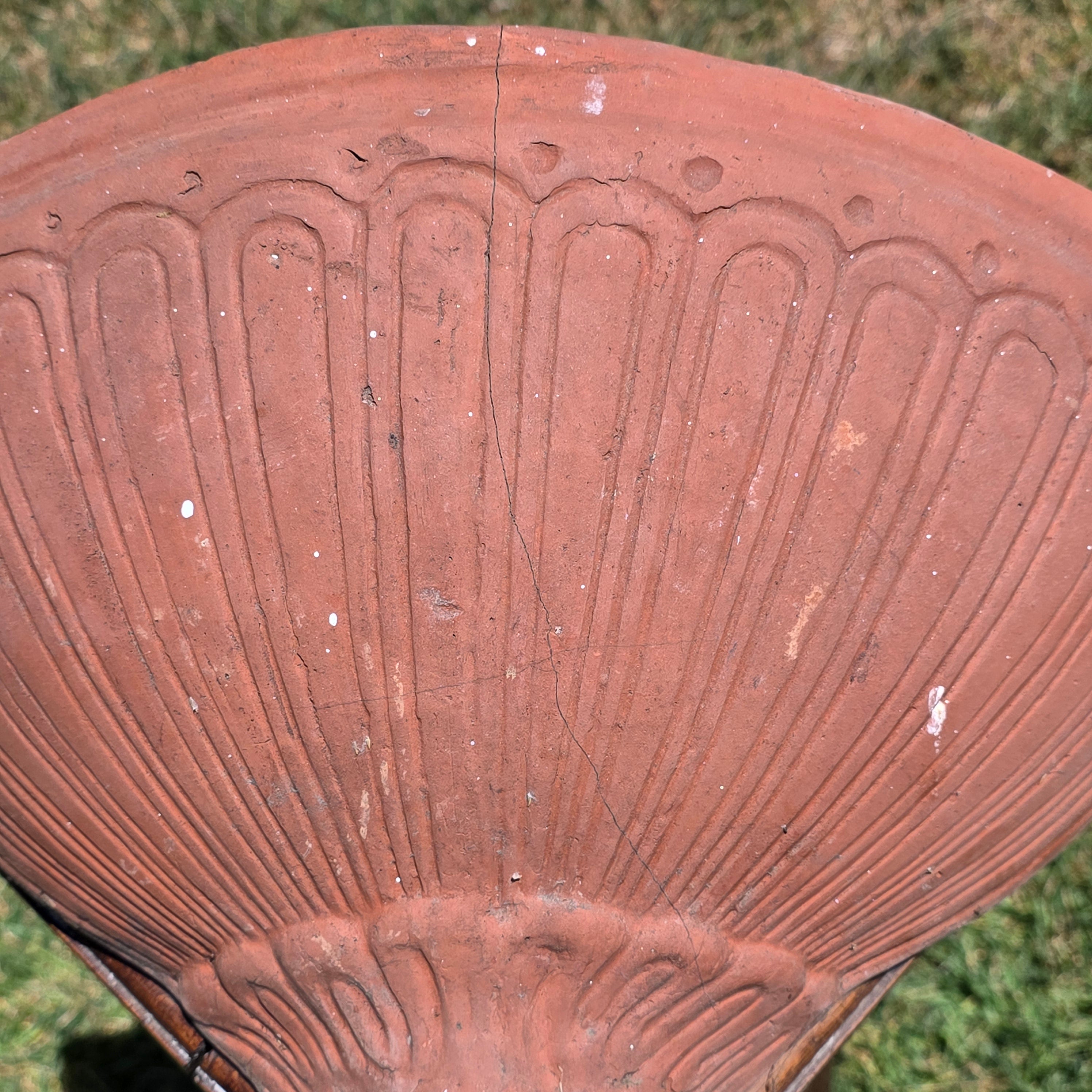 Share Vintage Italian Terracotta Wall Pocket Planter Sconce Hanging Shell Pot 16" (As-Is)