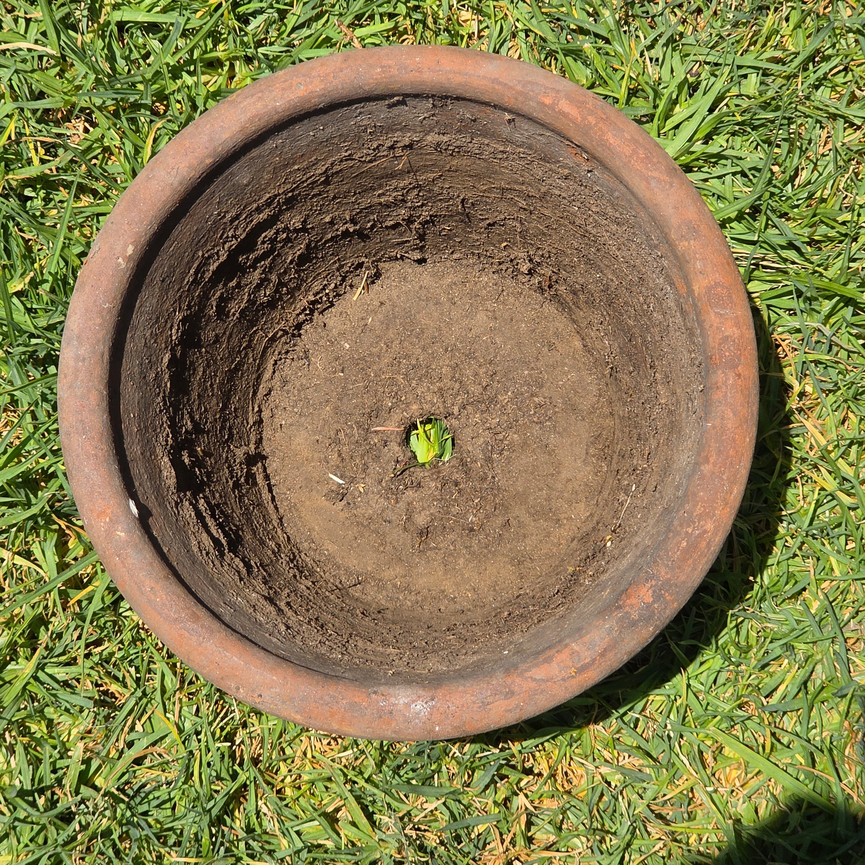 Vintage Mexican Terracotta Planter Pot w/ Saucer Embossed Leaf Southwestern 10"