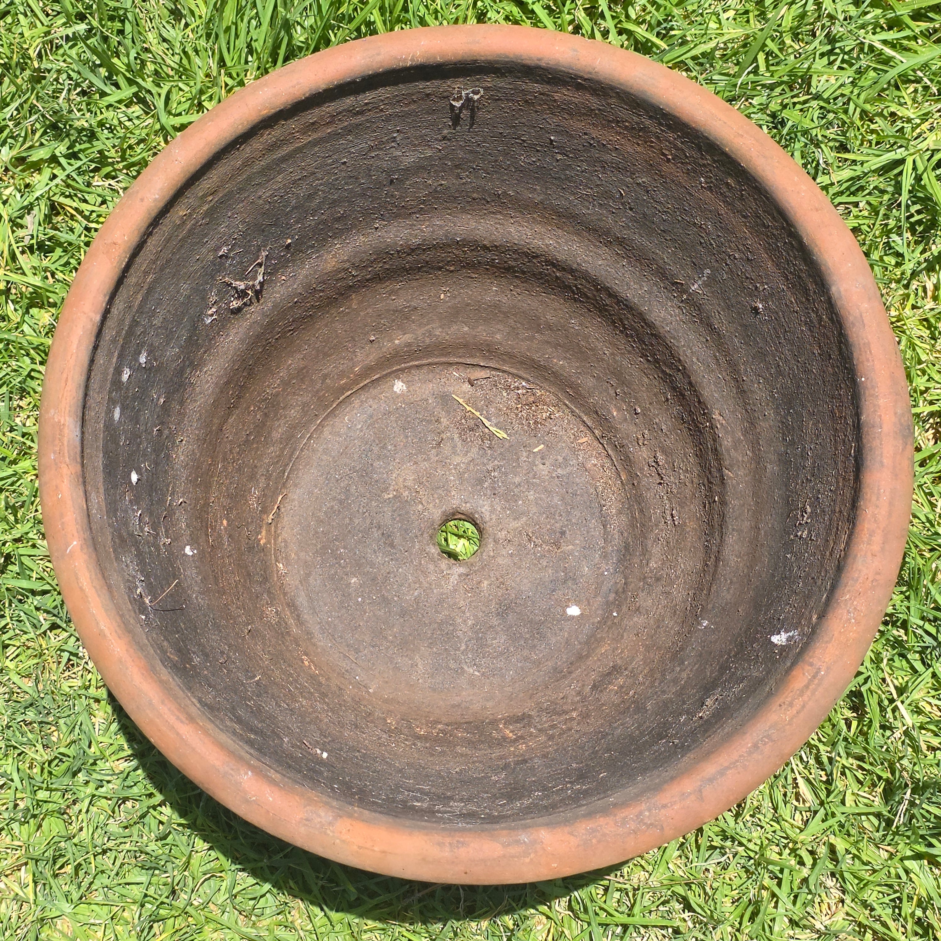 Vintage Mexican Terracotta Planter Pot Heavy Clay Leaf Southwestern Garden 16"