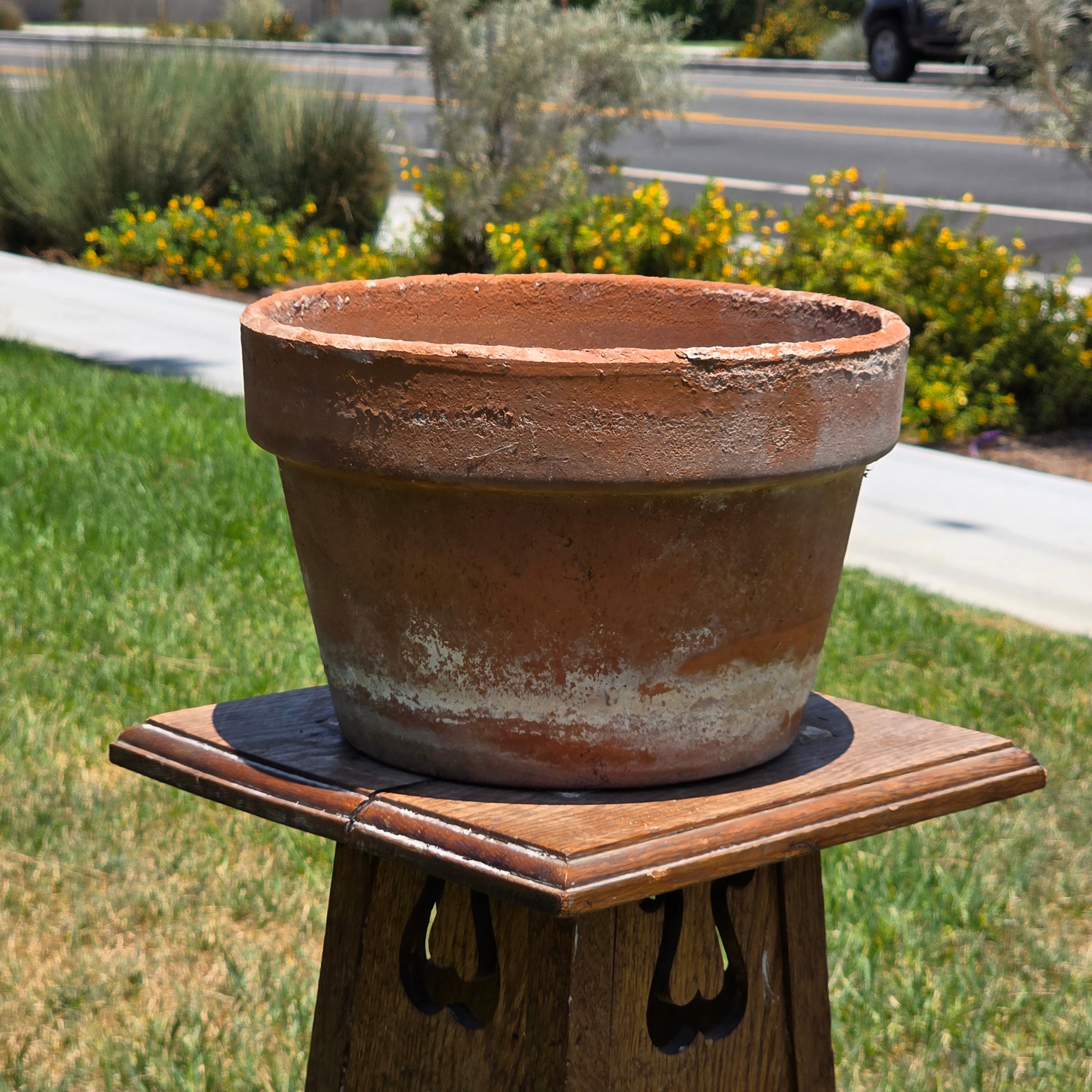 Vintage Aged Terracotta Planter Pot 10.5" Orange Clay Weathered Garden Decor
