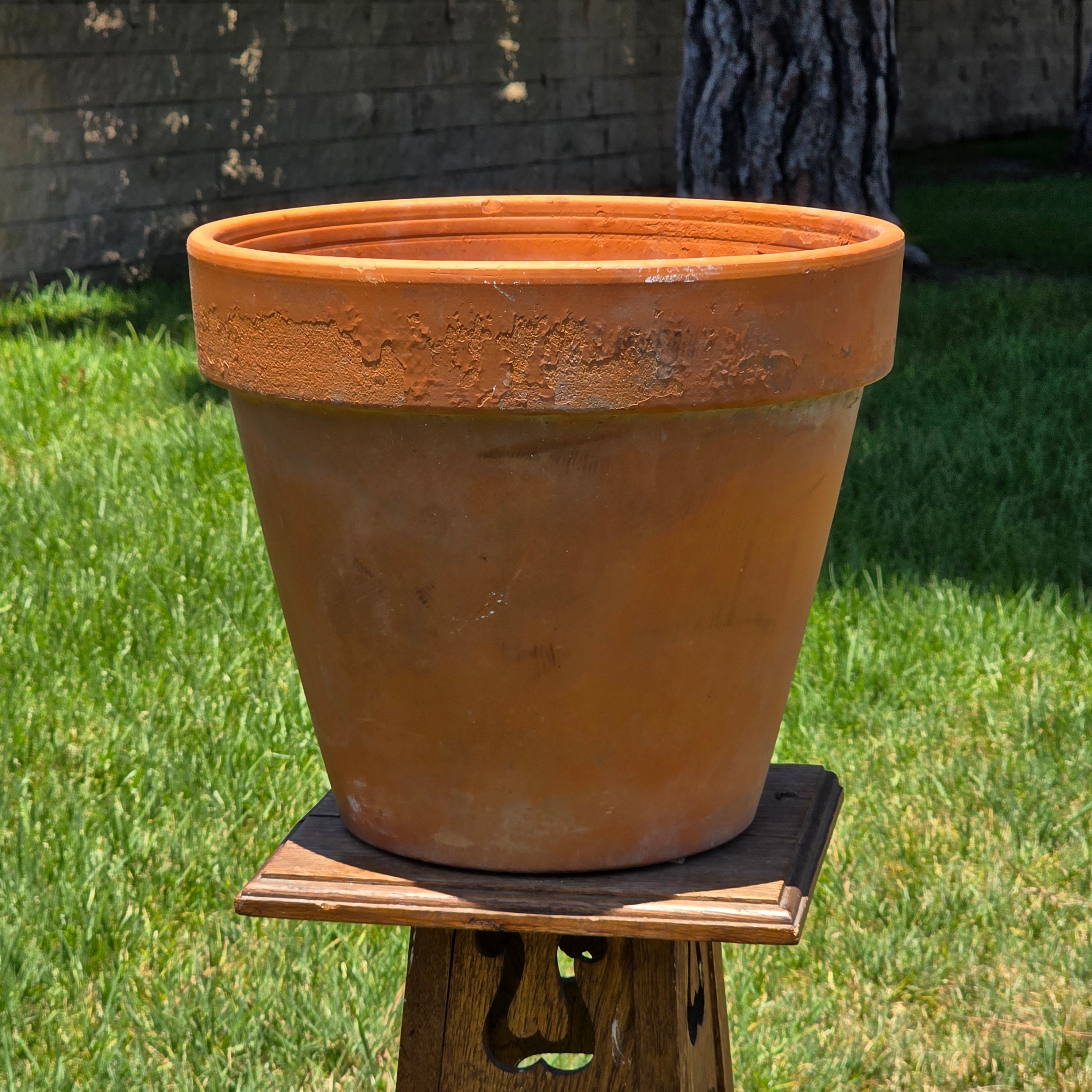 Vintage Italian Vaserie Trevigiane Banded Terracotta Planter Pot 14.5" Garden