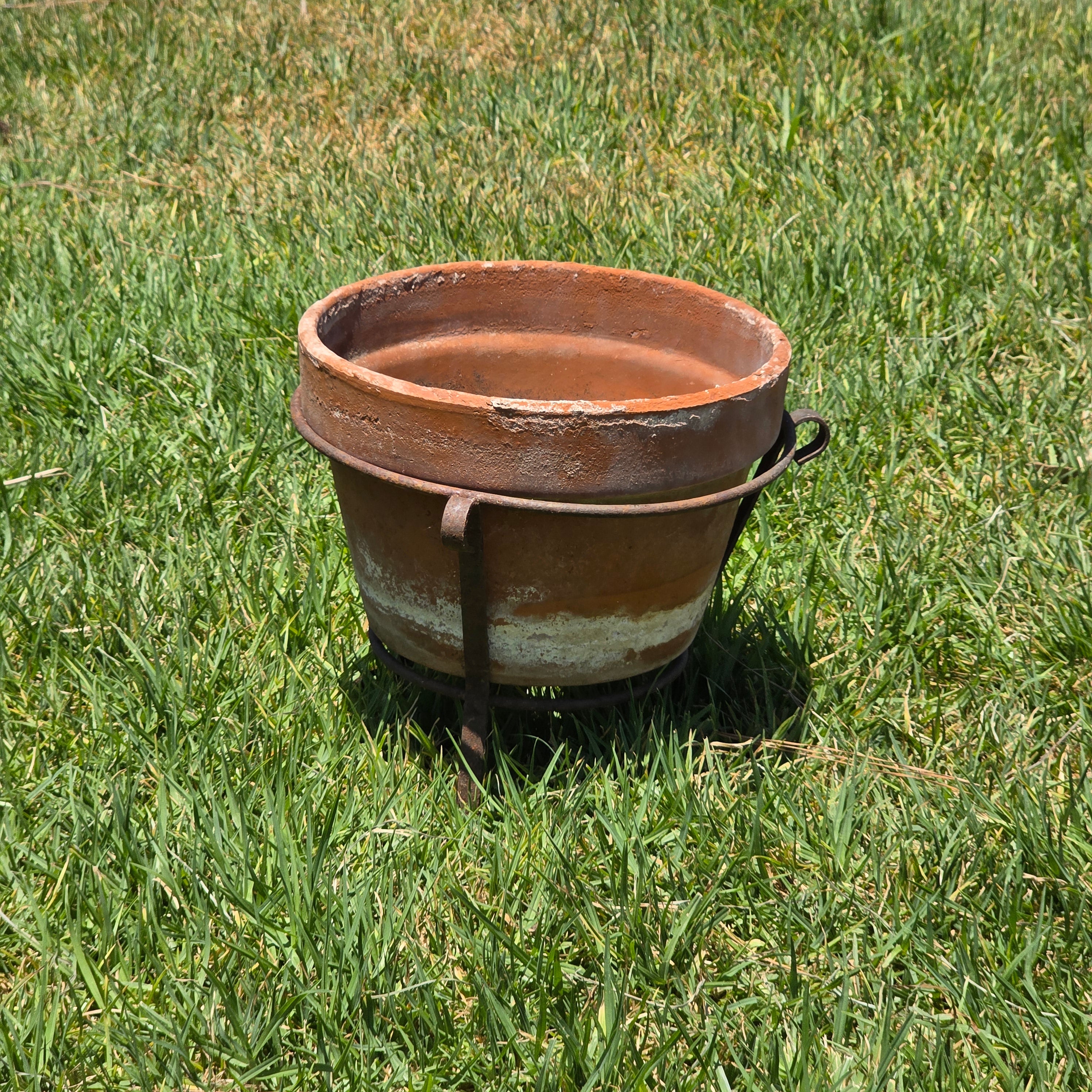 Vintage Wrought Iron Plant Stand Metal Pot Holder Rack Rustic Garden Patio 12"