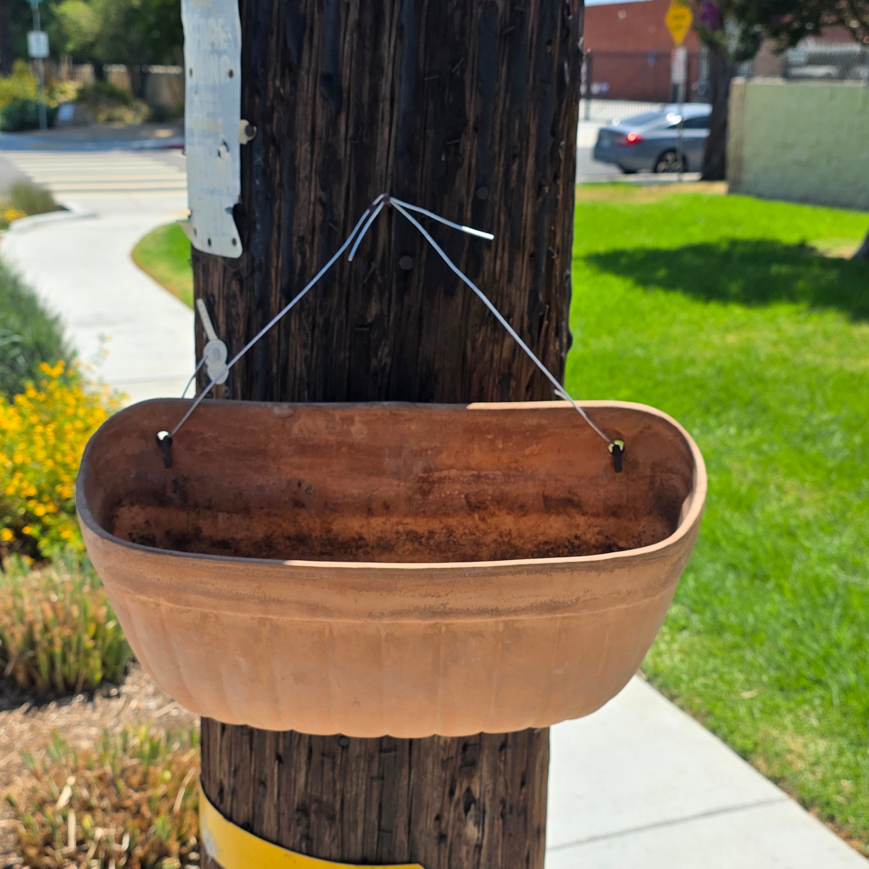 Vintage Italian Terracotta Wall Pocket Planter Hanging Clay Trough Shell 18"