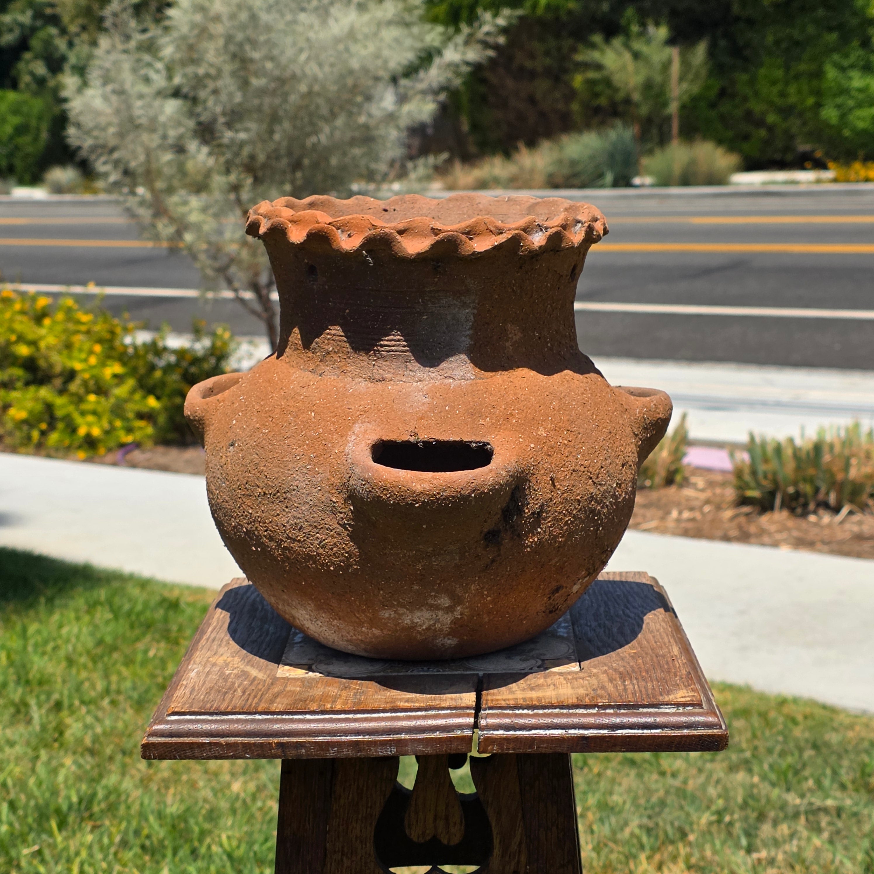 Vintage Terracotta Hanging Strawberry Planter Herb Pot 3 Pocket Rustic Clay