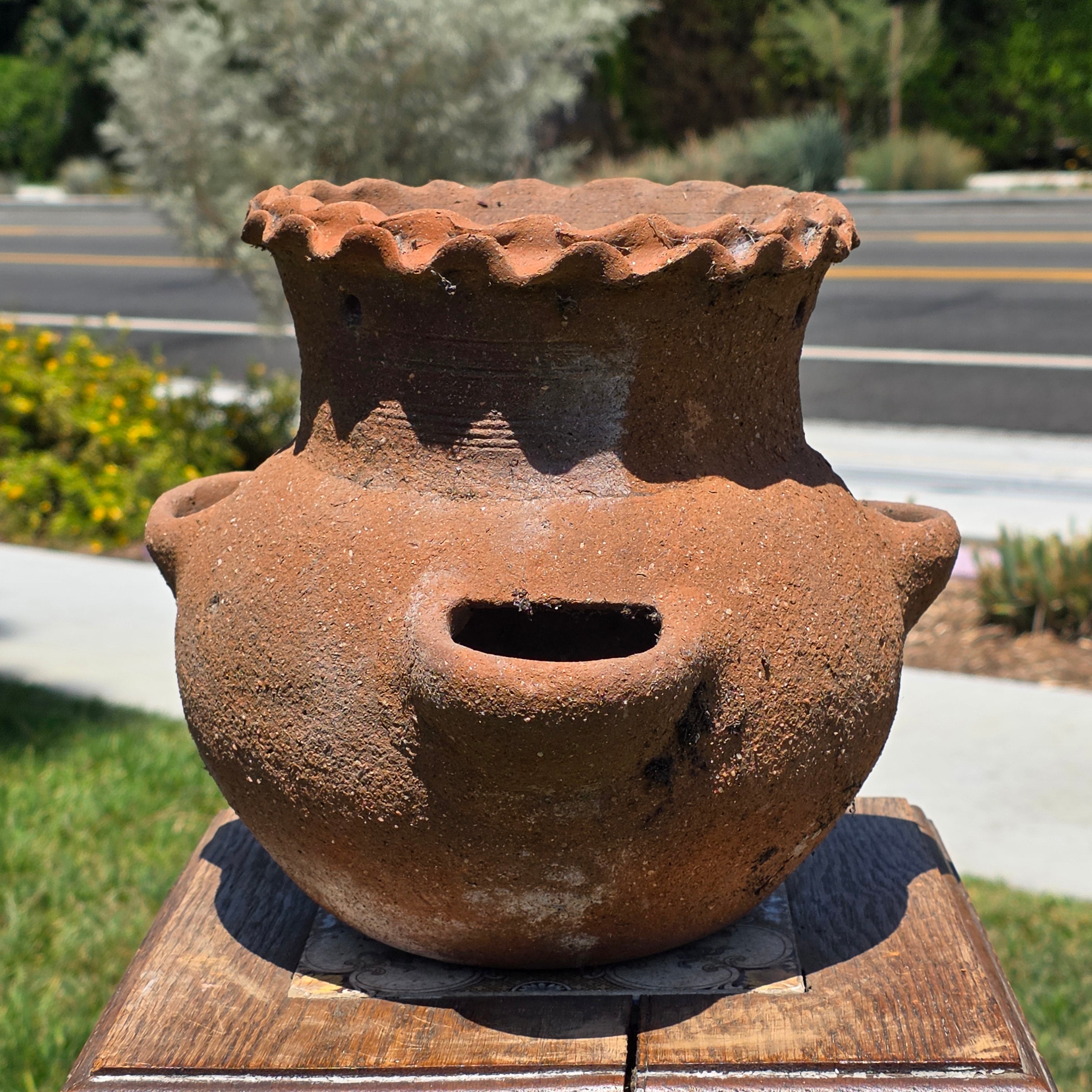 Vintage Terracotta Hanging Strawberry Planter Herb Pot 3 Pocket Rustic Clay