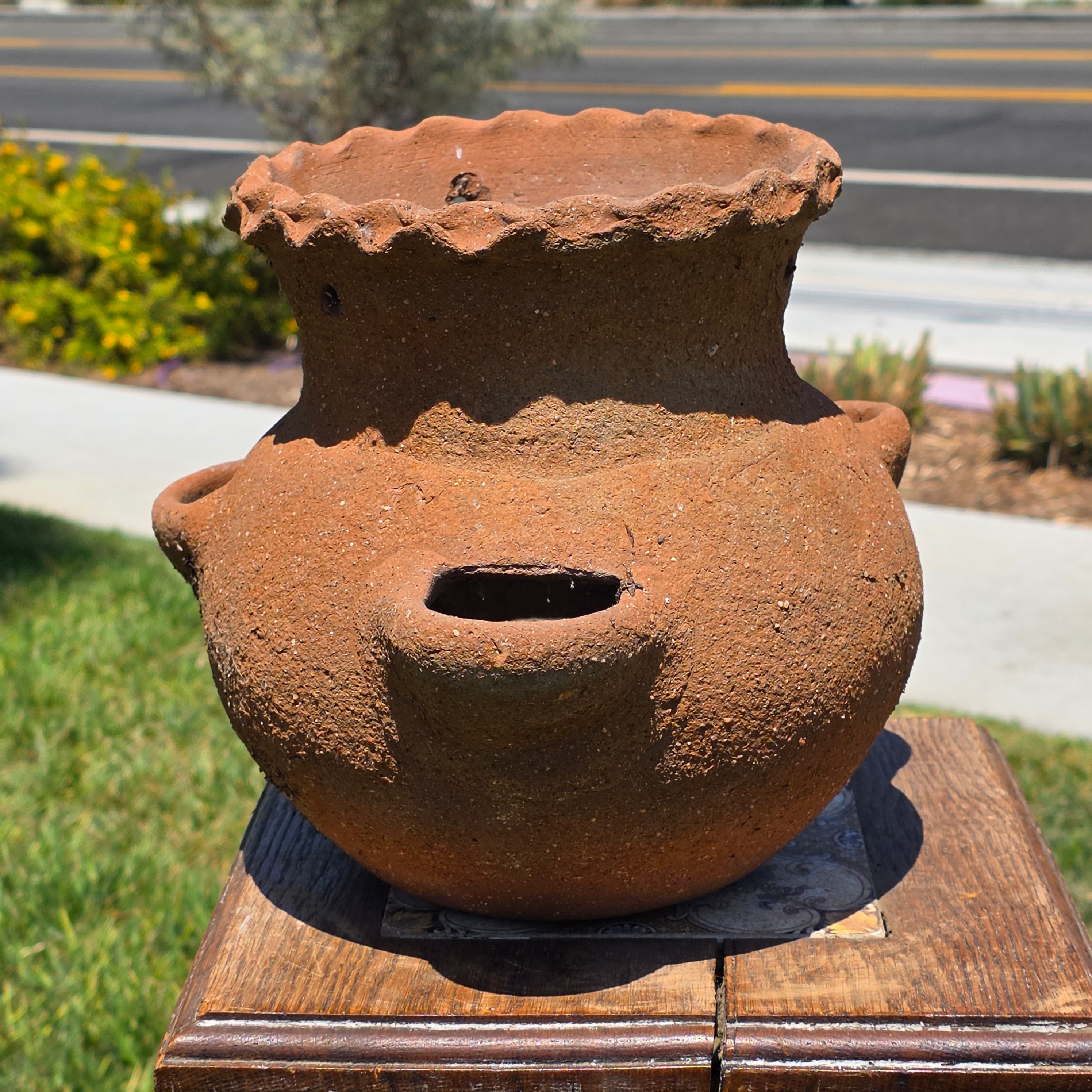 Vintage Terracotta Hanging Strawberry Planter Herb Pot 3 Pocket Rustic Clay
