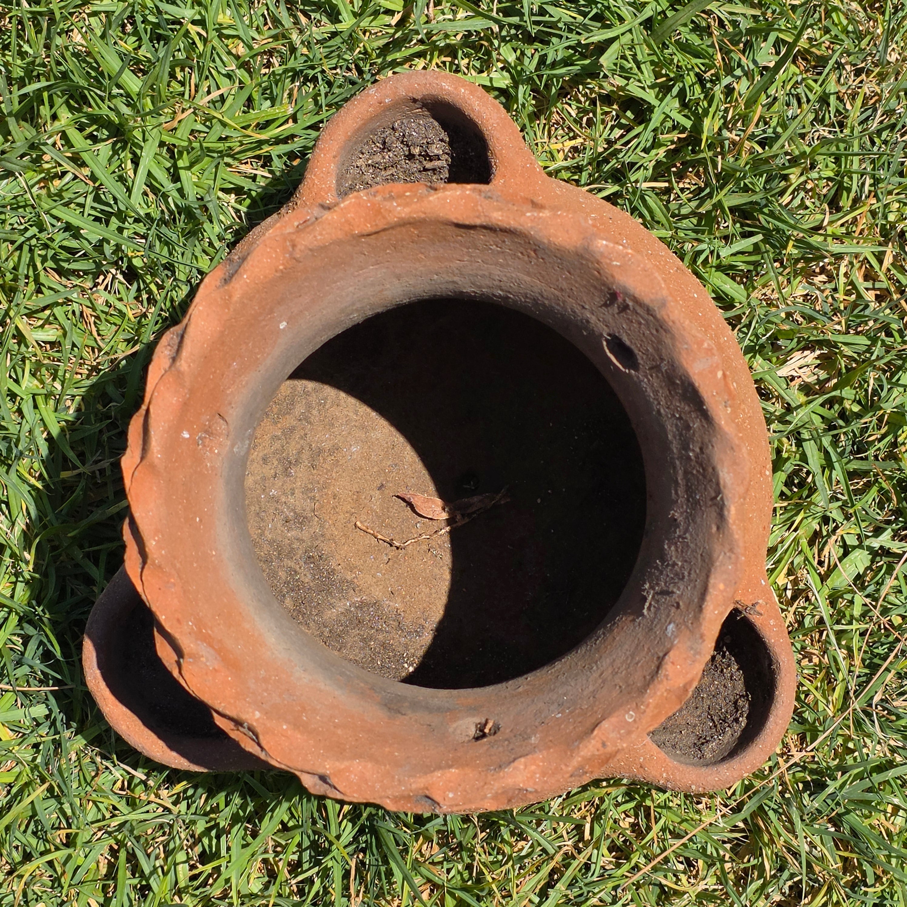 Vintage Terracotta Hanging Strawberry Planter Herb Pot 3 Pocket Rustic Clay