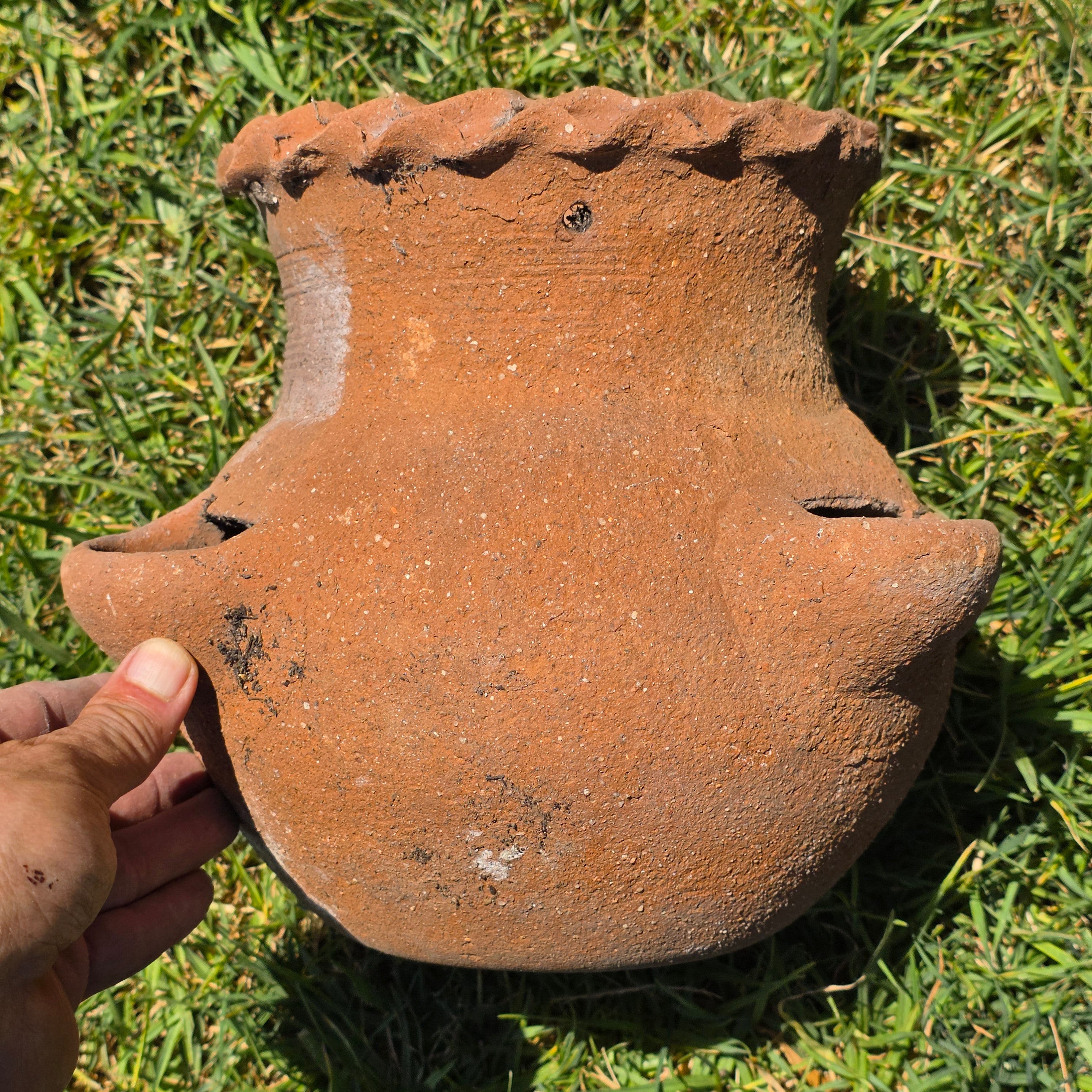 Vintage Terracotta Hanging Strawberry Planter Herb Pot 3 Pocket Rustic Clay