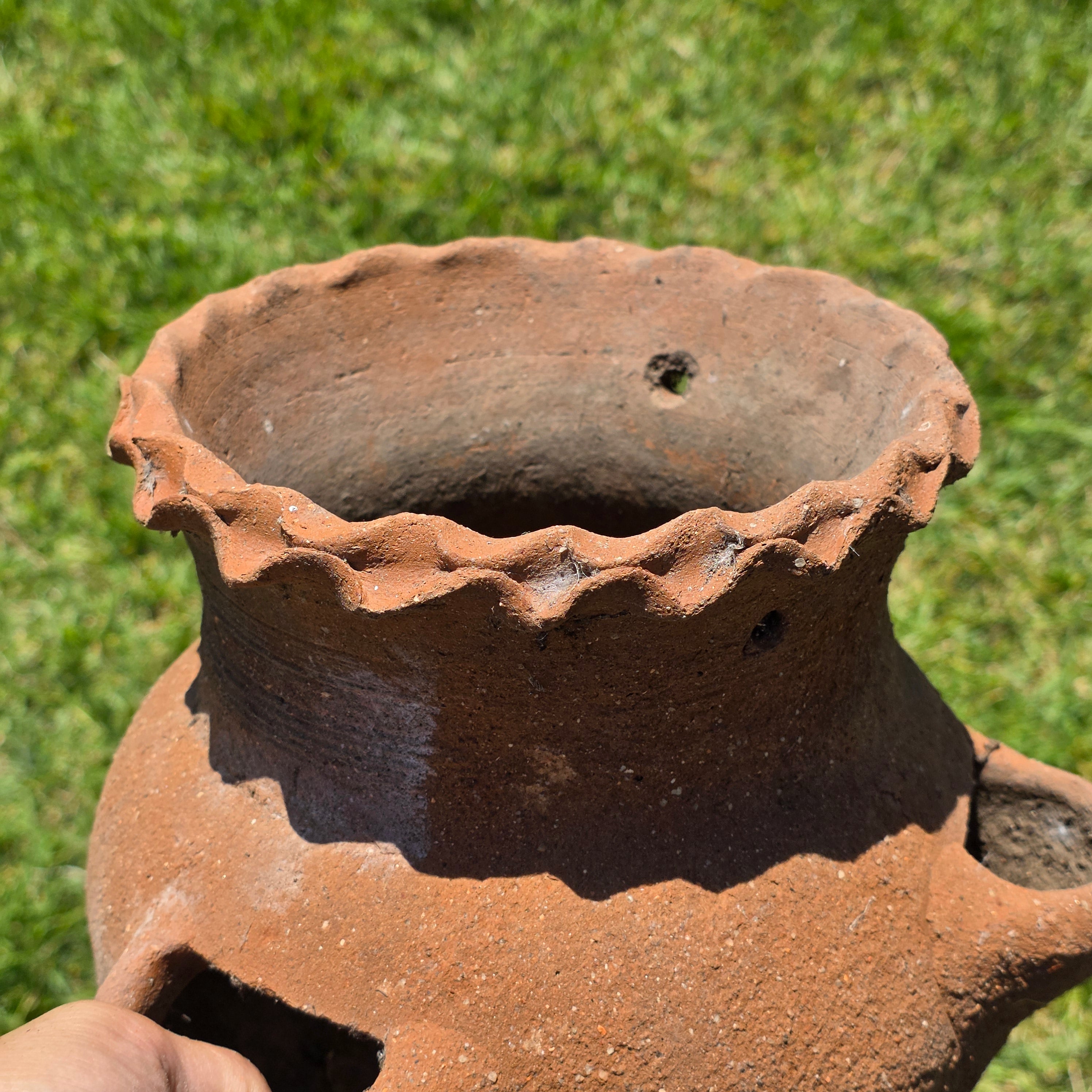 Vintage Terracotta Hanging Strawberry Planter Herb Pot 3 Pocket Rustic Clay