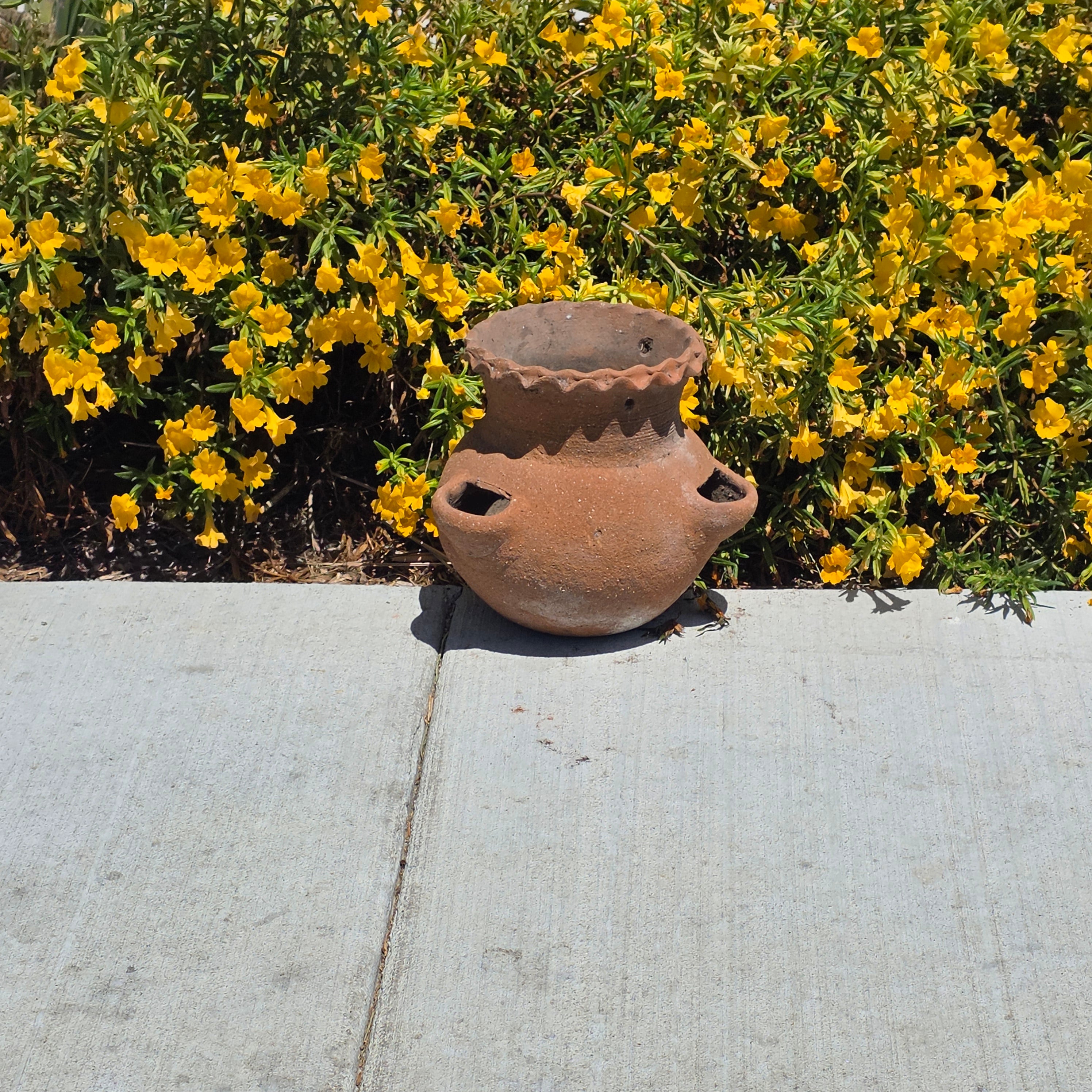 Vintage Terracotta Hanging Strawberry Planter Herb Pot 3 Pocket Rustic Clay
